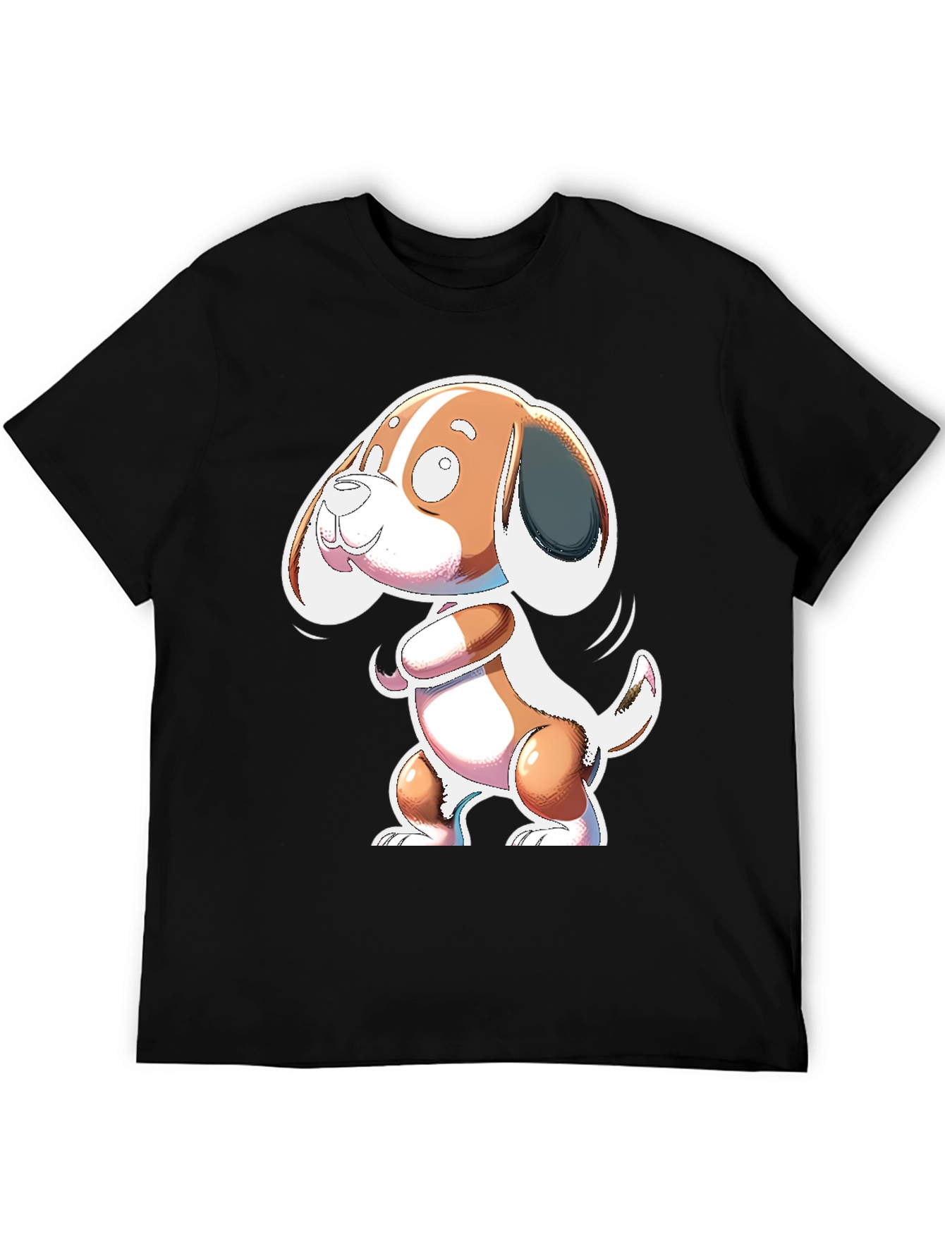 Cartoon Dog Graphic Black T-Shirt