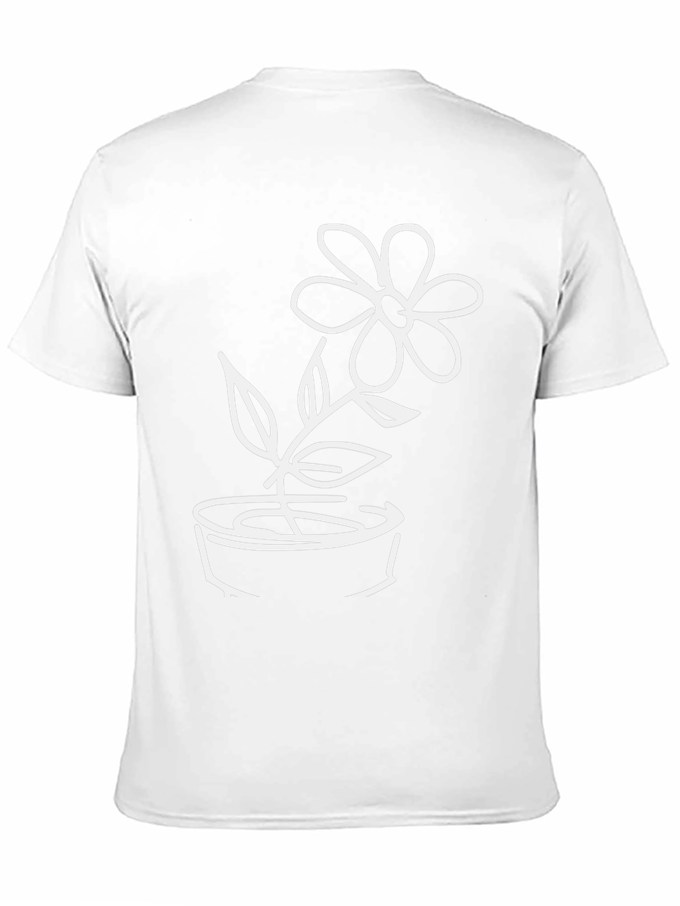 Black T-Shirt with Flower Pot Graphic