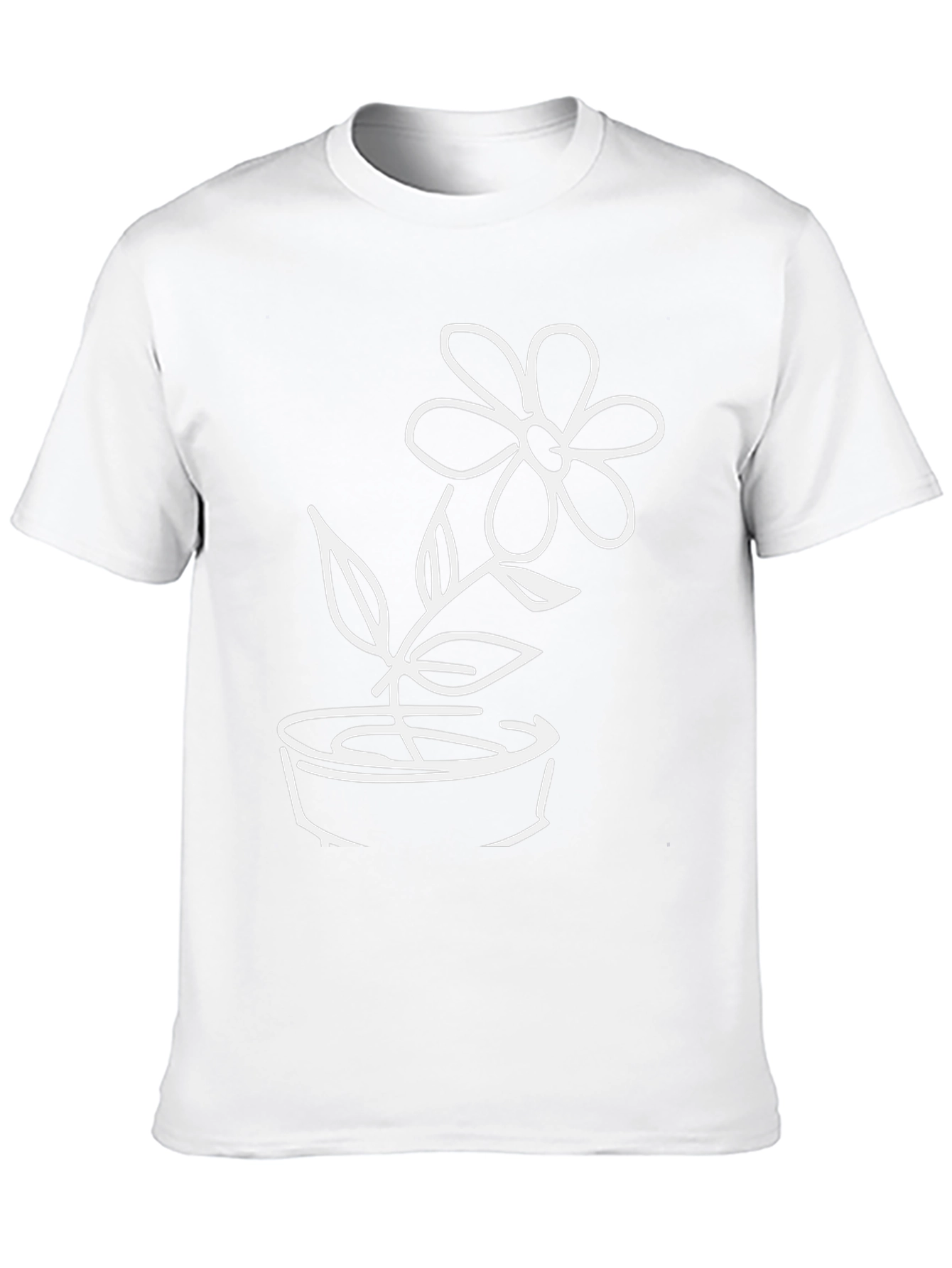 Black T-Shirt with Flower Pot Graphic