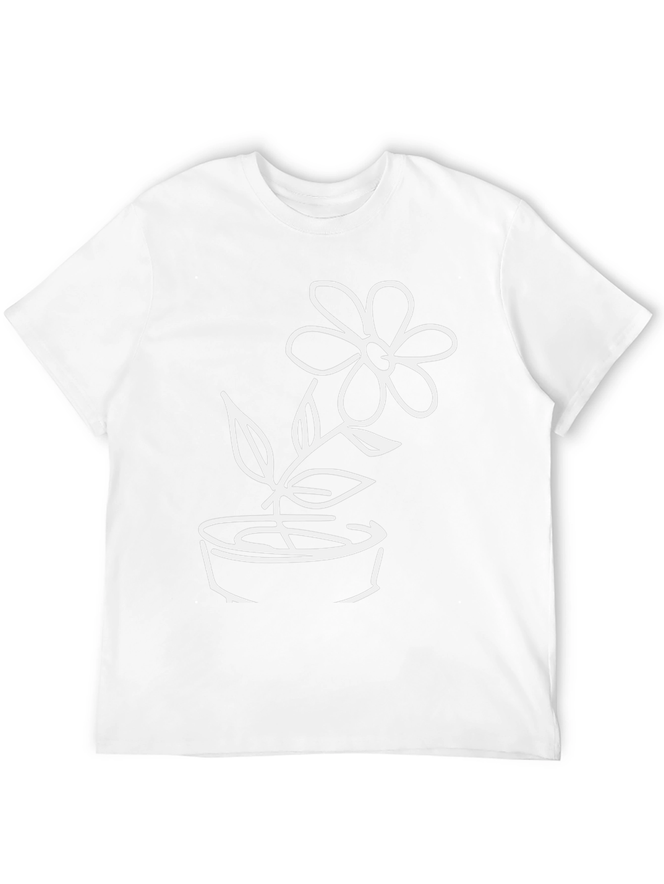 Black T-Shirt with Flower Pot Graphic