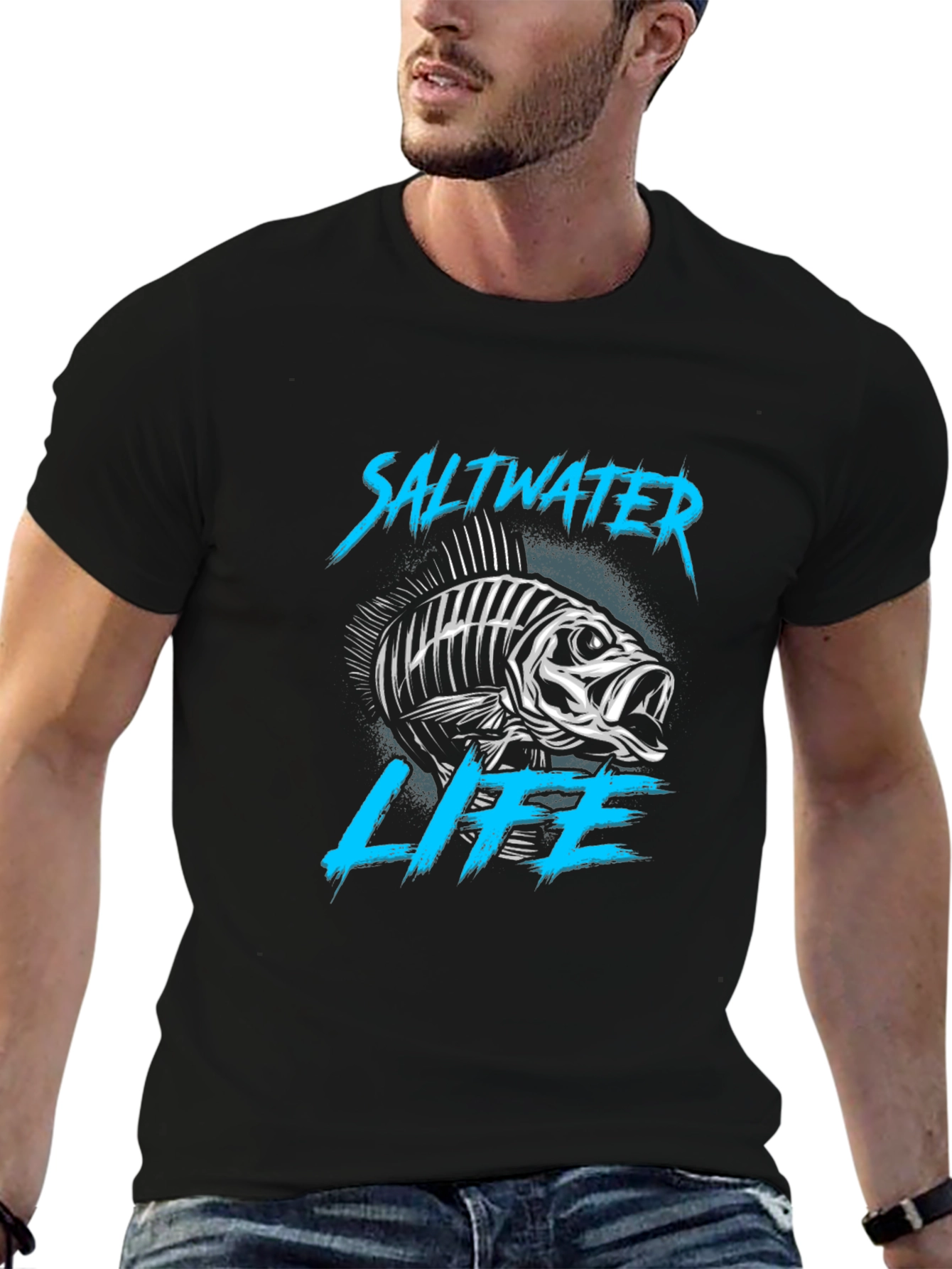 Saltwater Life Black T-Shirt - Fish Graphic Tee