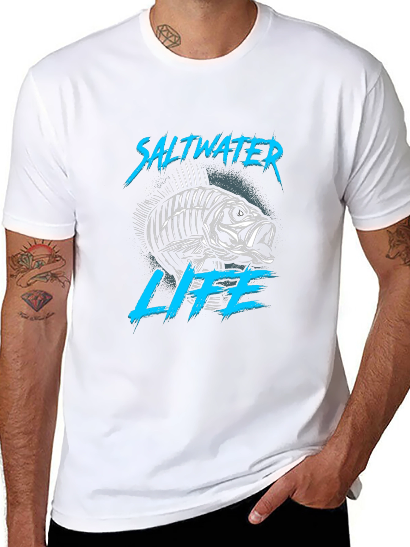 Saltwater Life Black T-Shirt - Fish Graphic Tee