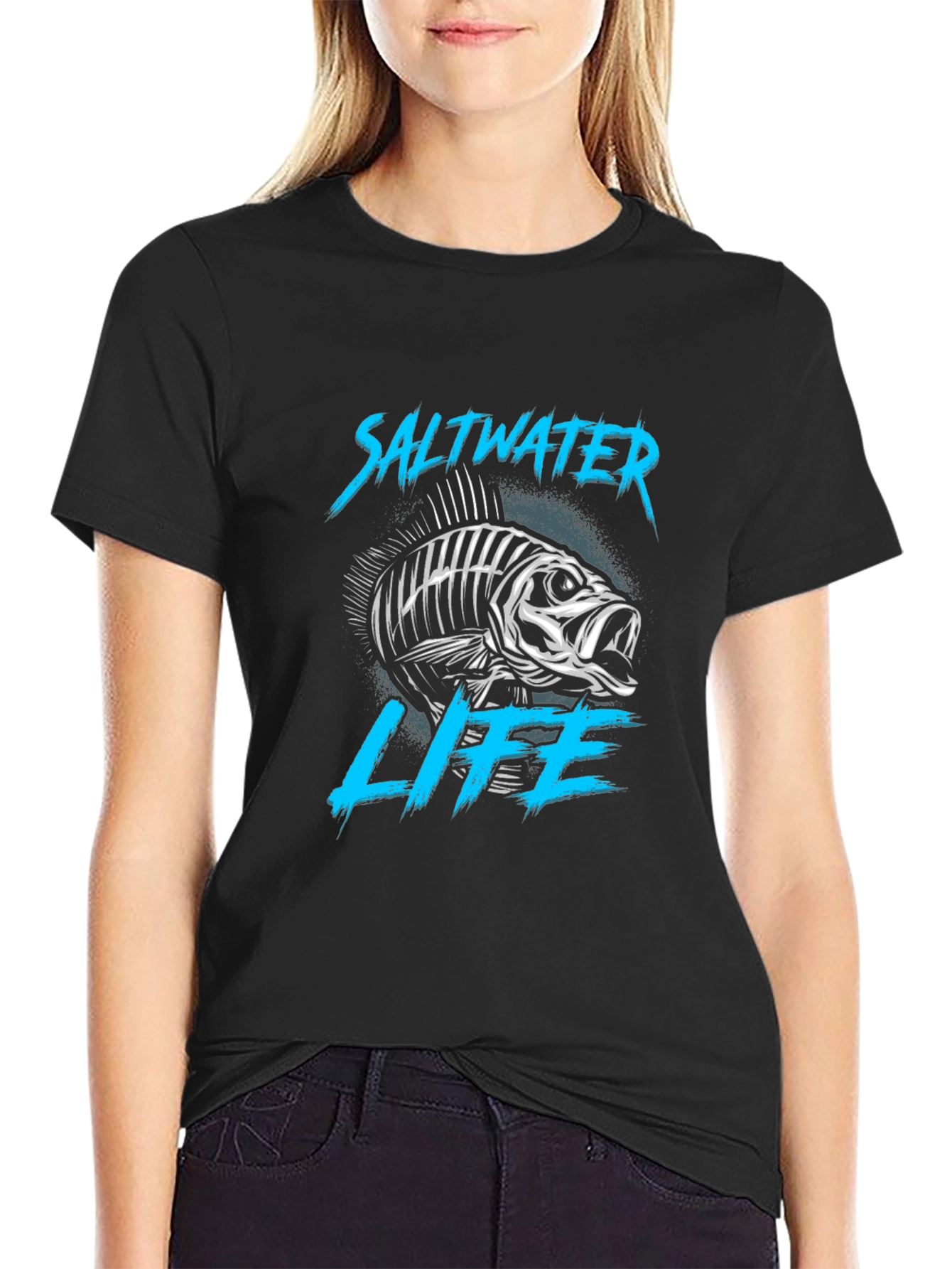 Saltwater Life Black T-Shirt - Fish Graphic Tee