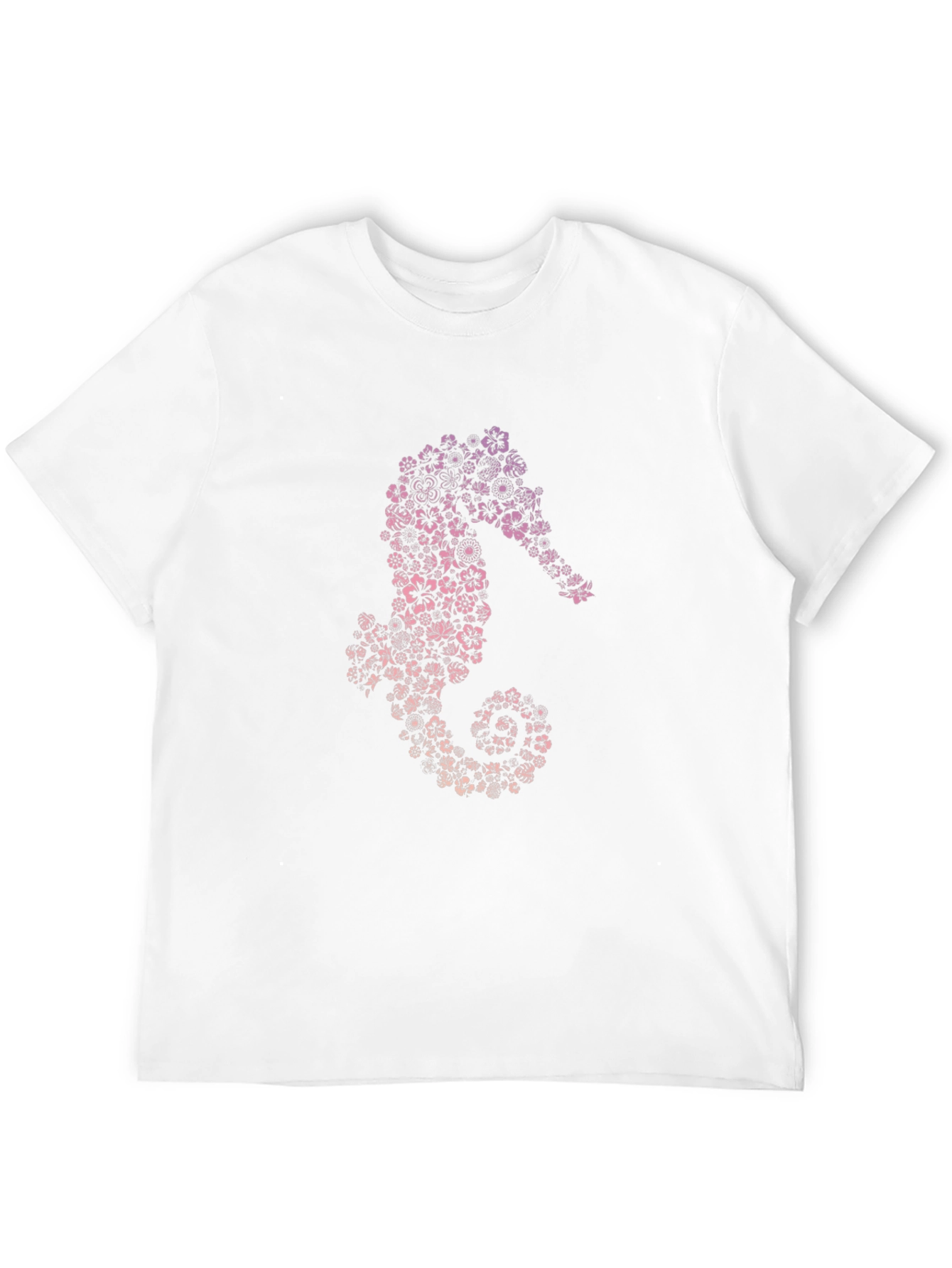 Floral Seahorse Graphic Tee - Unique Design