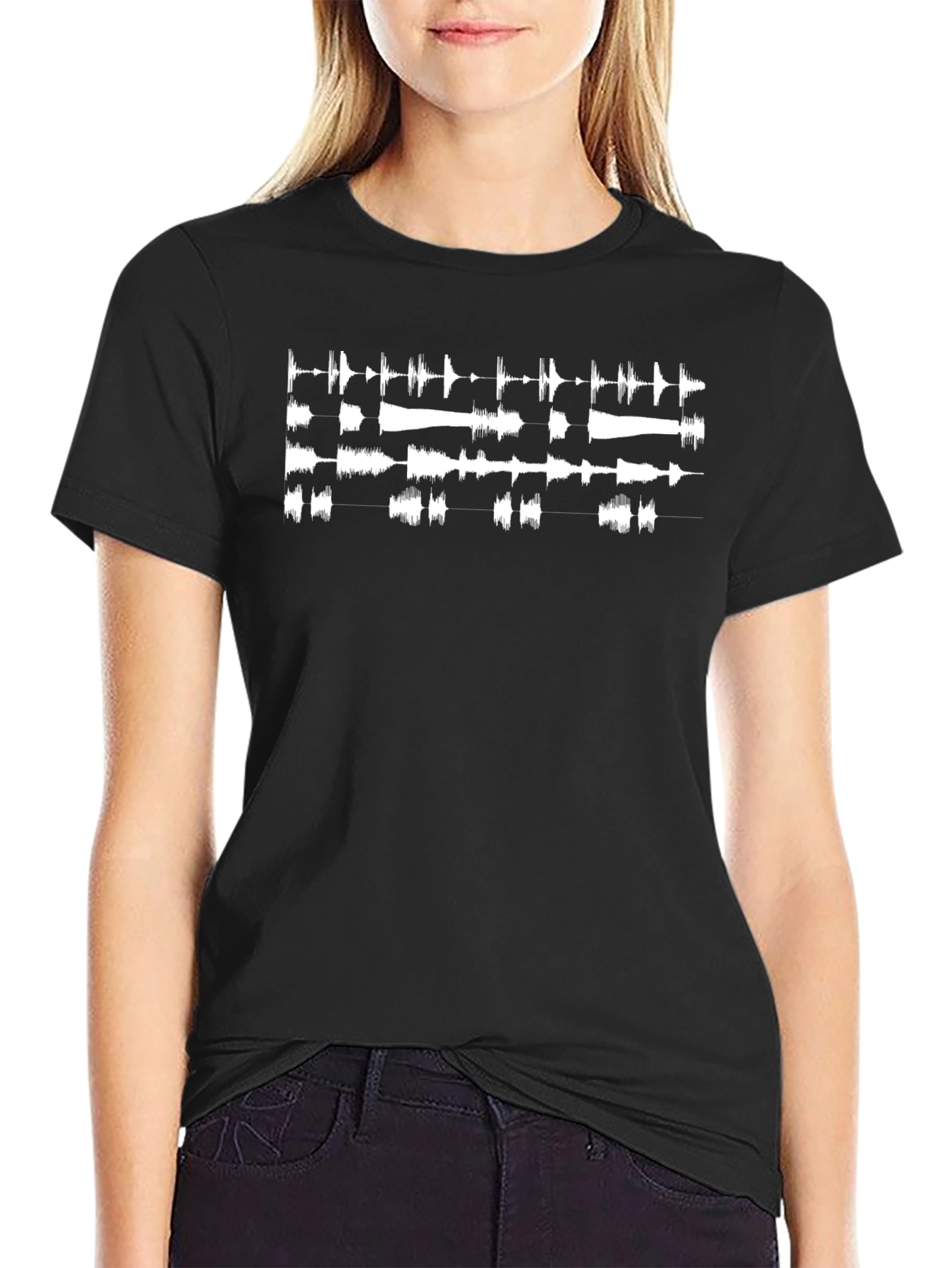 Audio Waveform Black T-Shirt