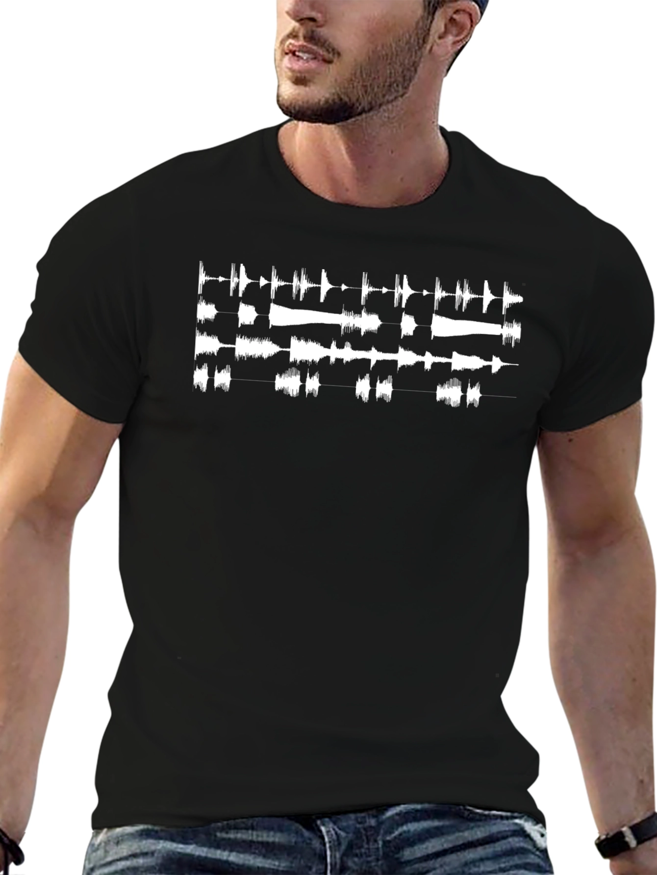 Audio Waveform Black T-Shirt