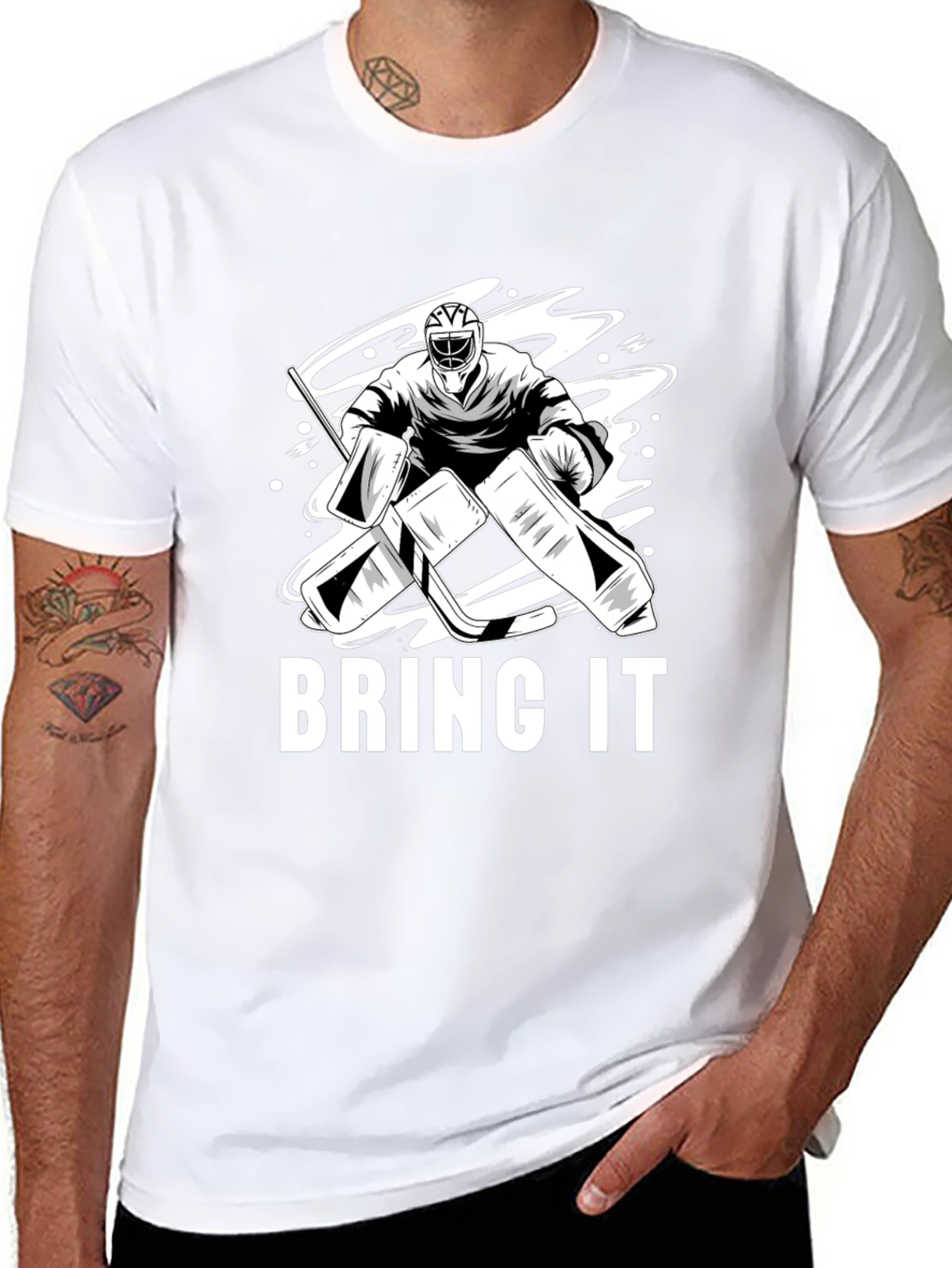 Hockey Goalie T-Shirt - Bring It Design