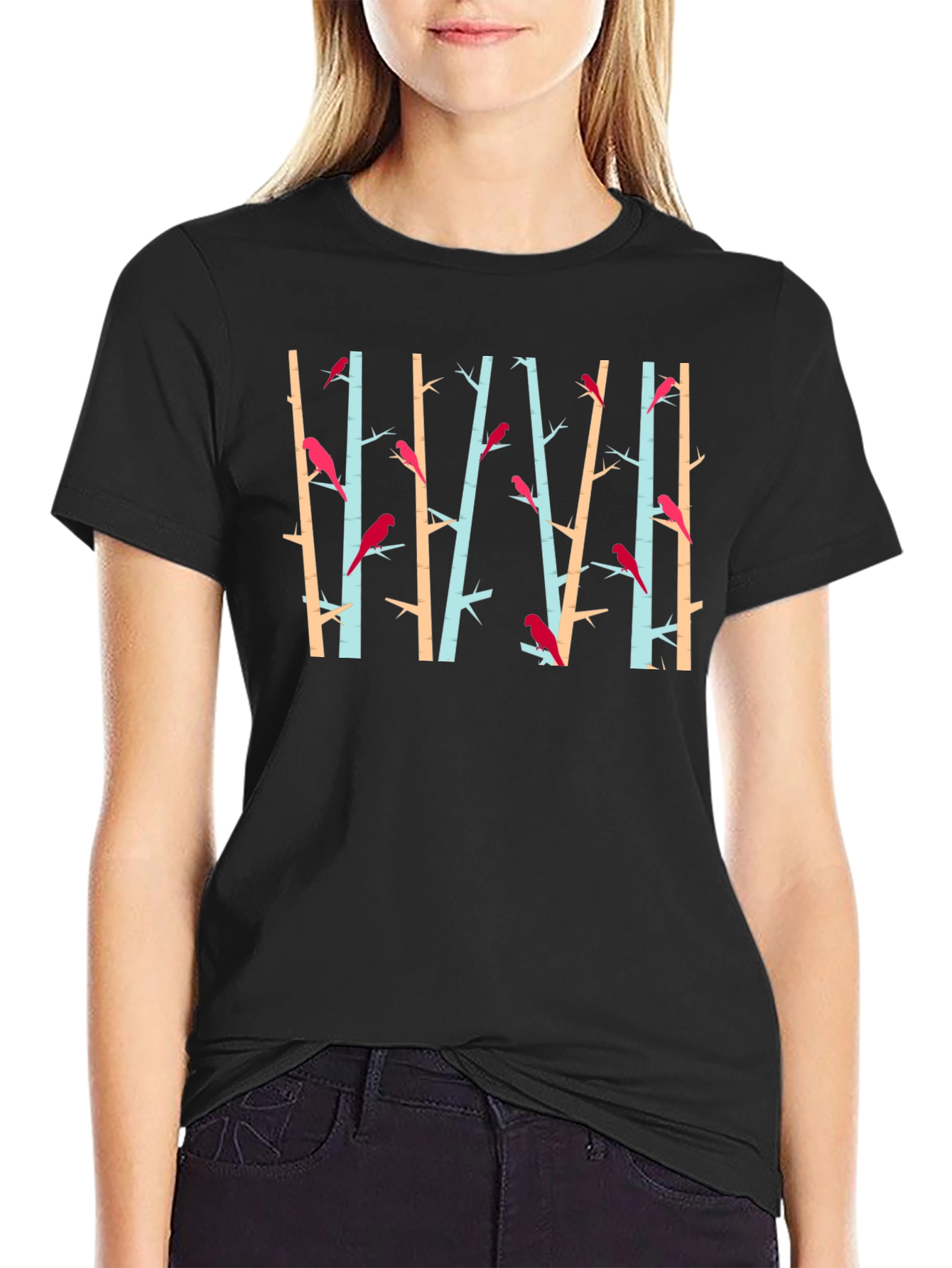 Birds on Branches Graphic Tee - Mens Black T-Shirt