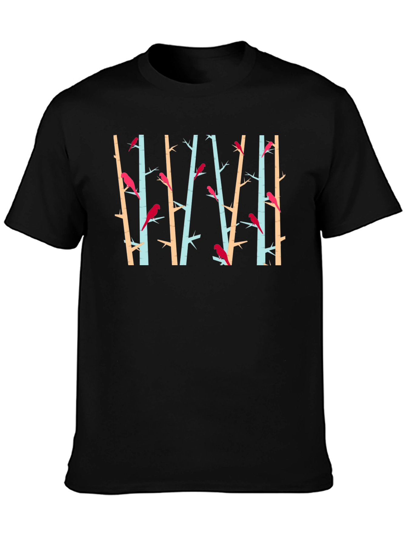 Birds on Branches Graphic Tee - Mens Black T-Shirt