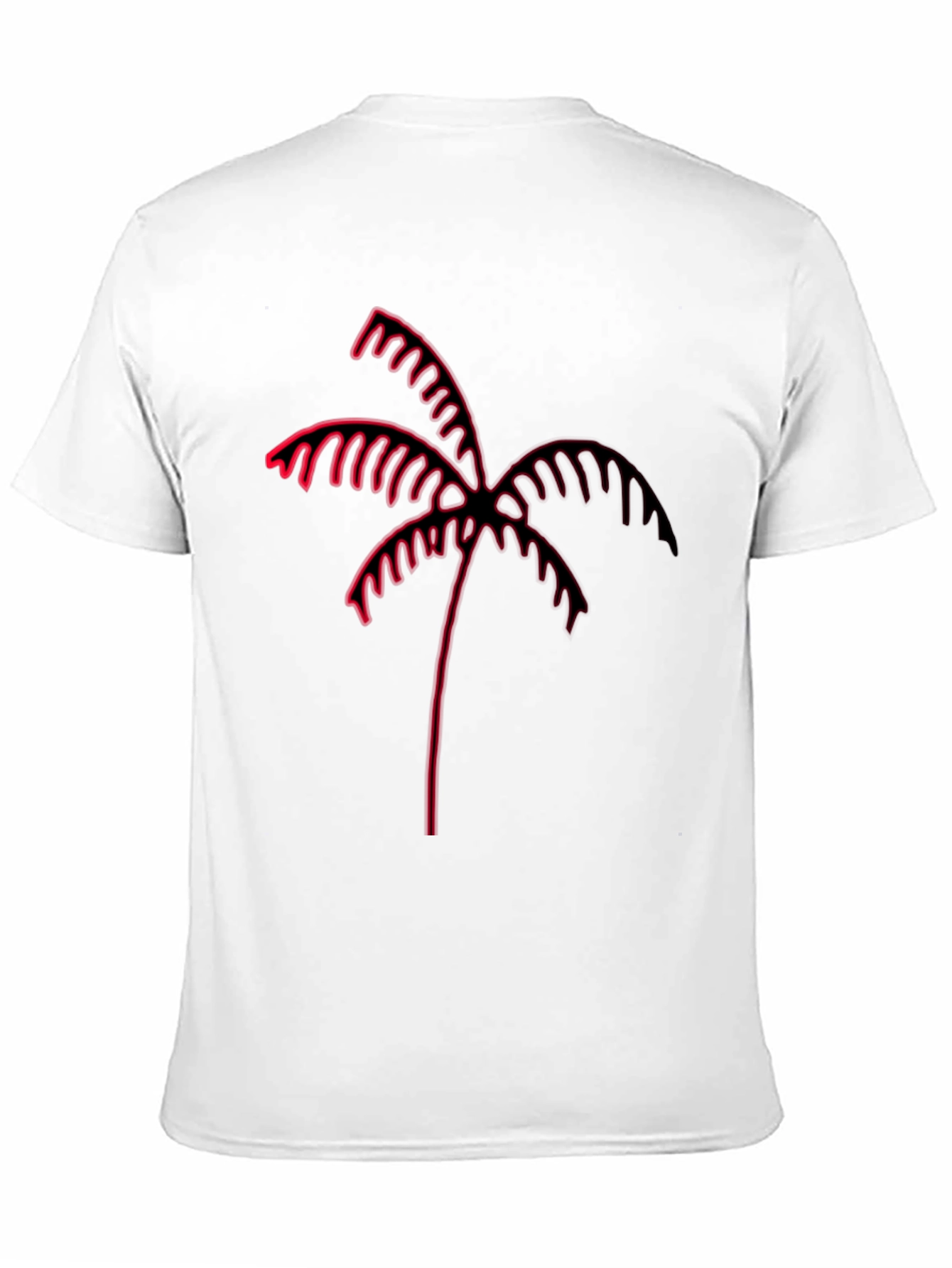 Black Tee with Red Neon Palm Tree Graphic