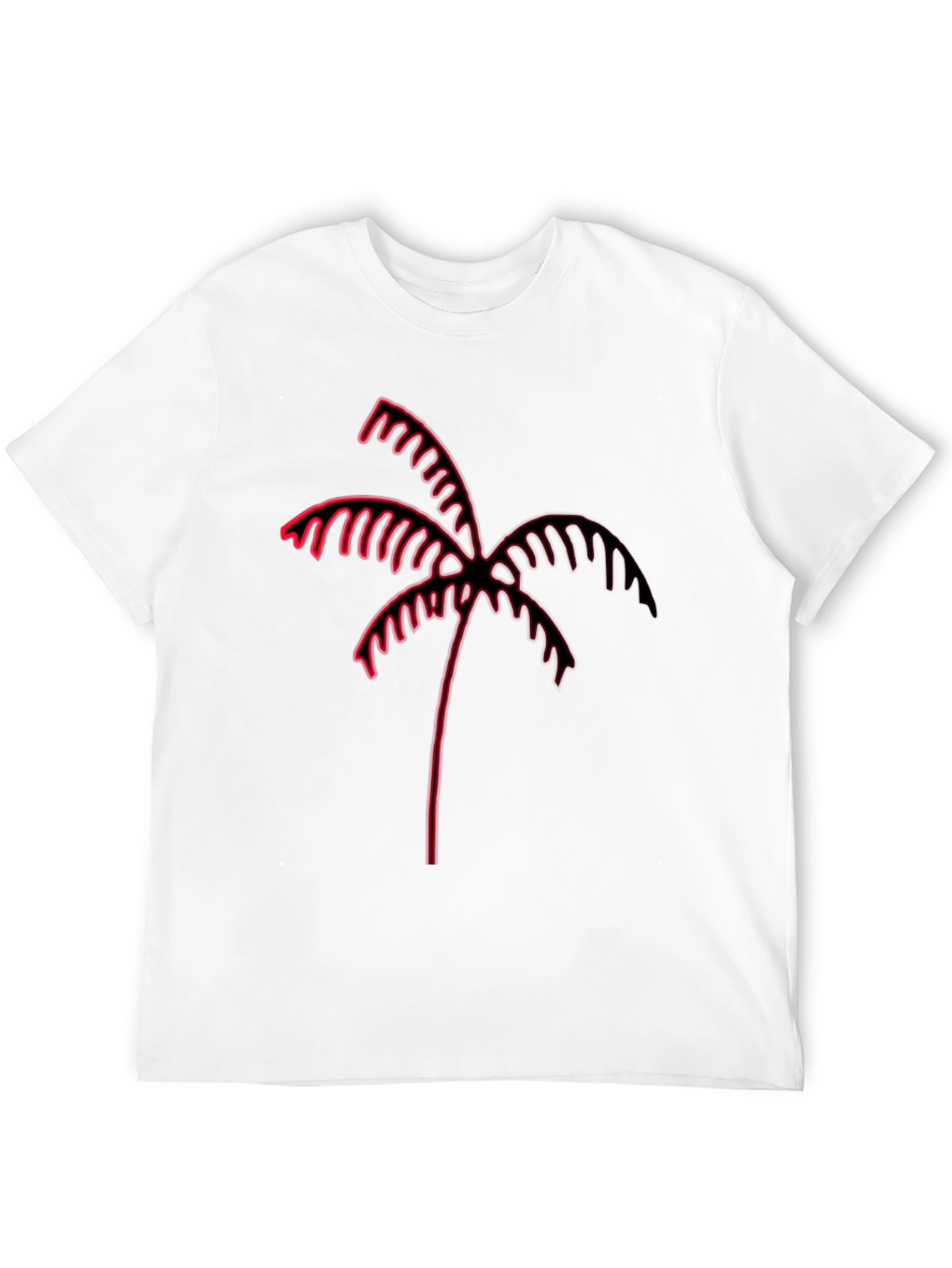 Black Tee with Red Neon Palm Tree Graphic