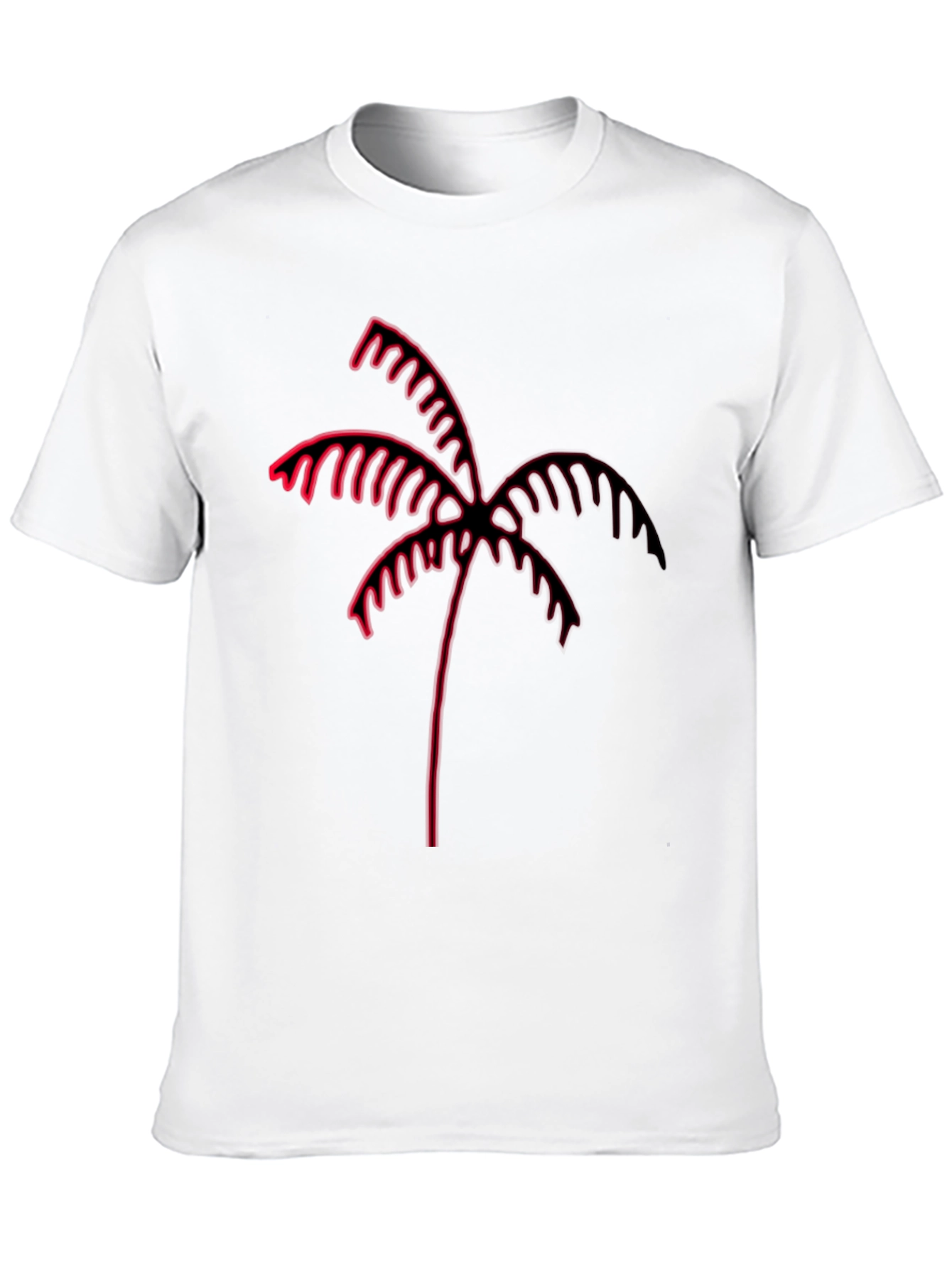 Black Tee with Red Neon Palm Tree Graphic