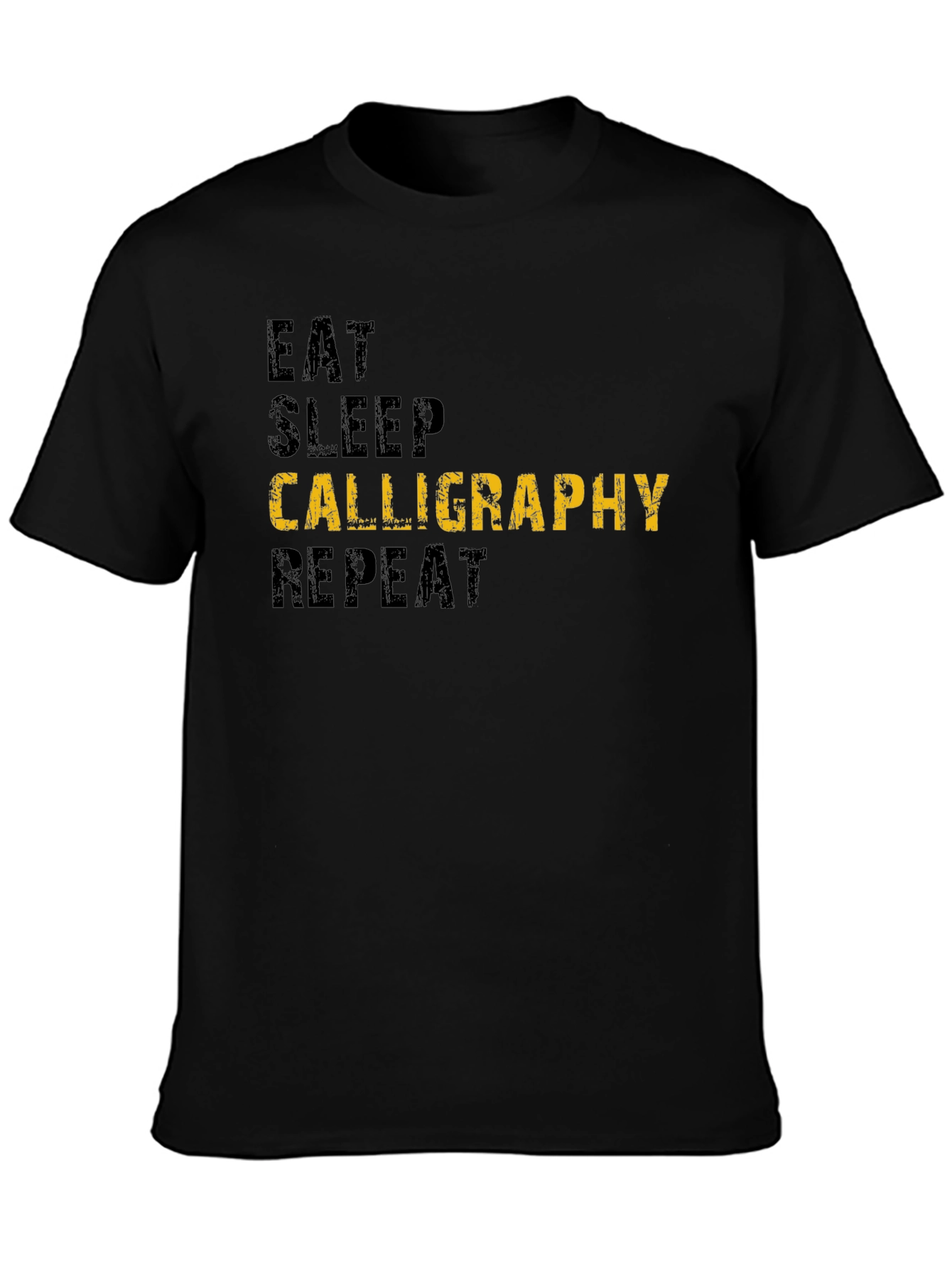 Eat Sleep Calligraphy Repeat Black T-Shirt
