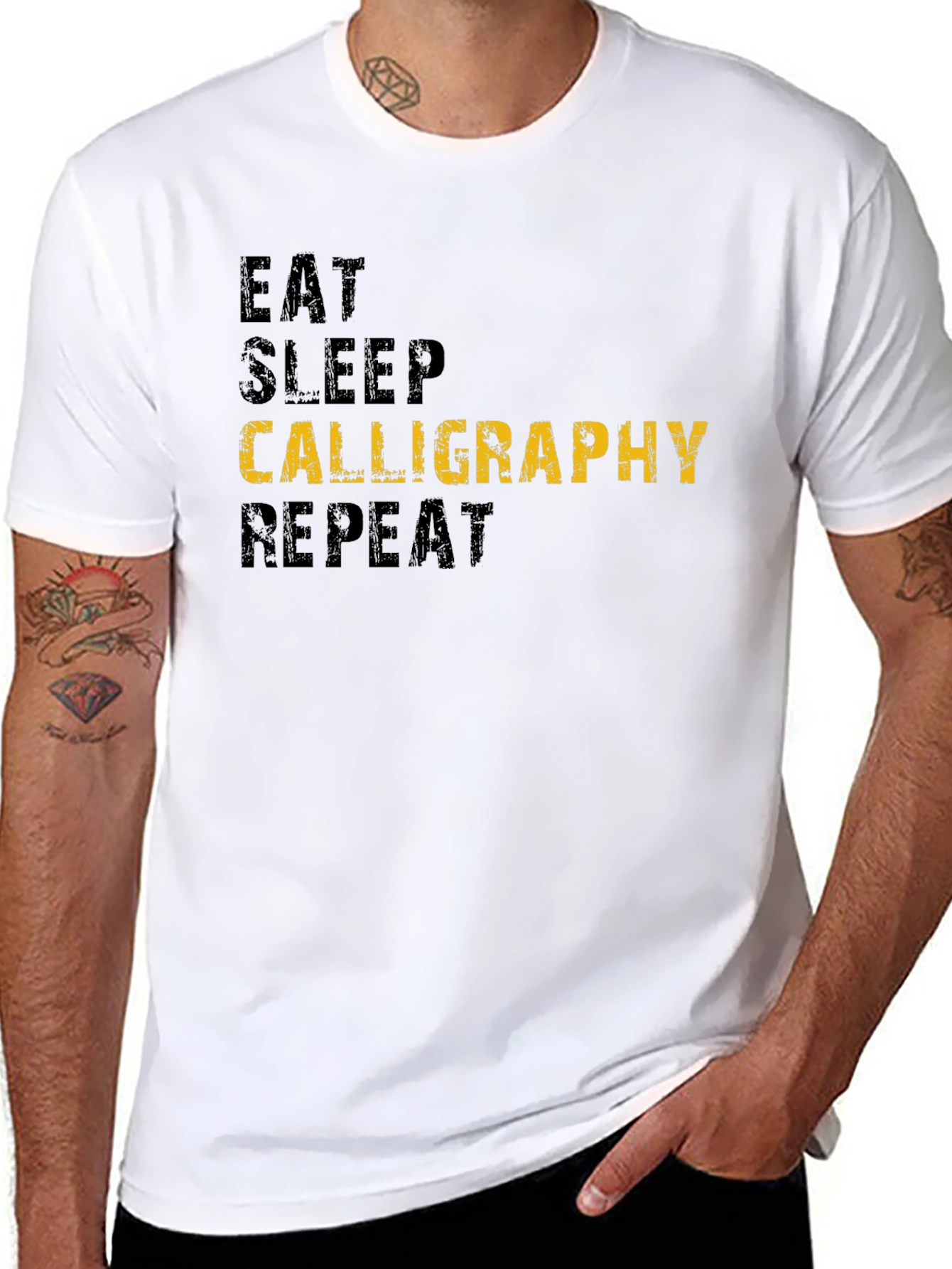 Eat Sleep Calligraphy Repeat Black T-Shirt
