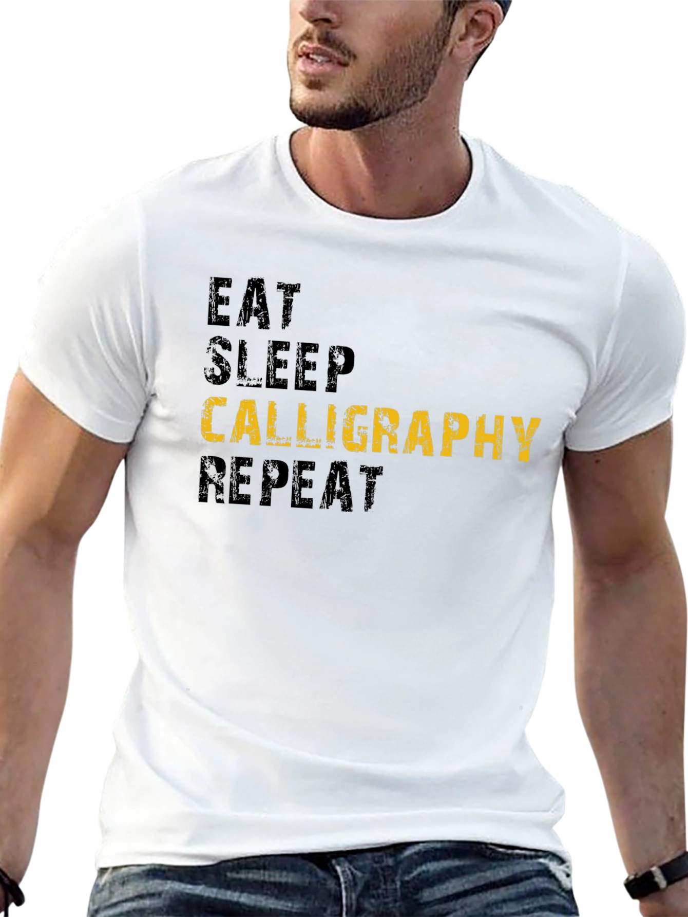 Eat Sleep Calligraphy Repeat Black T-Shirt