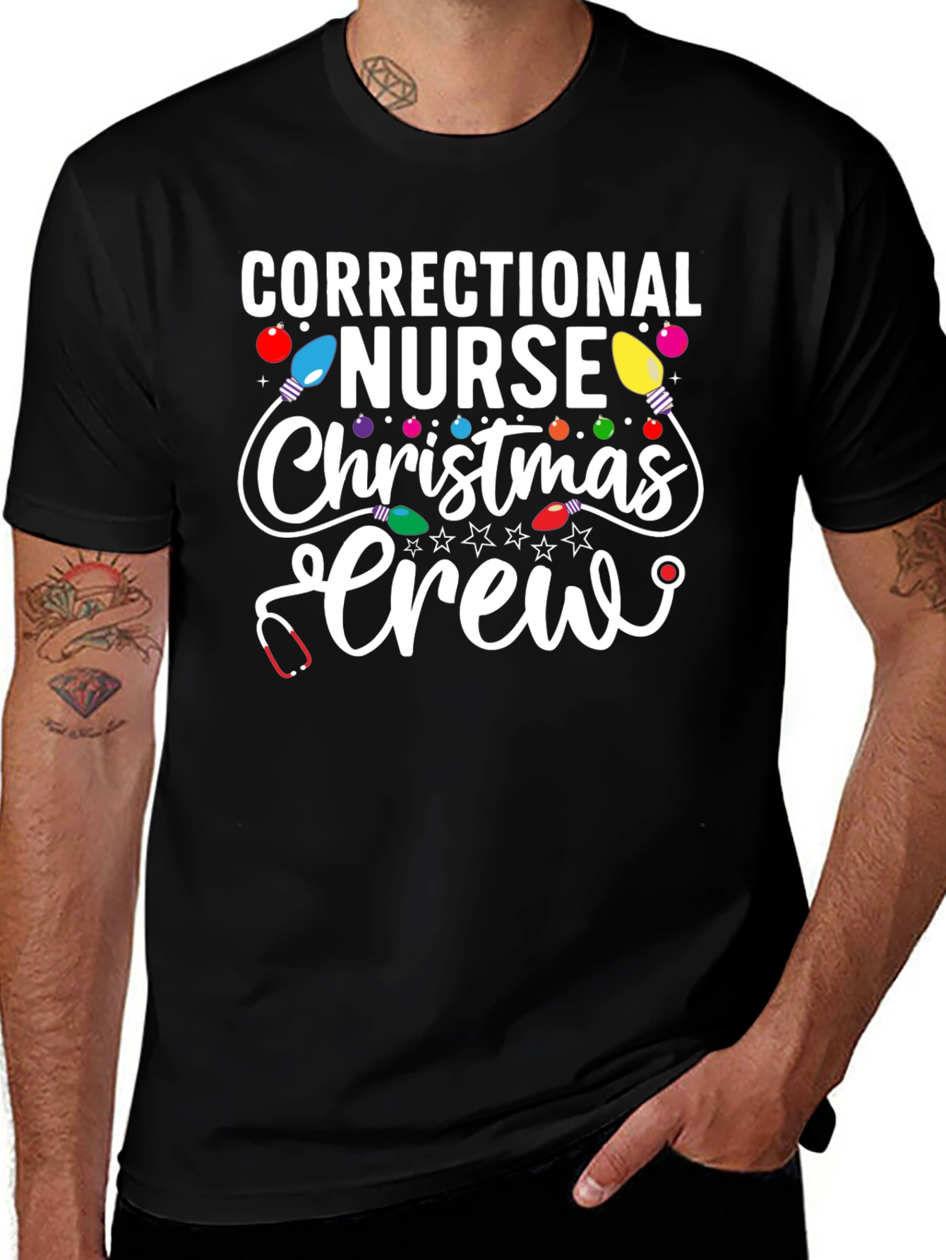 Correctional Nurse Christmas Crew T-Shirt