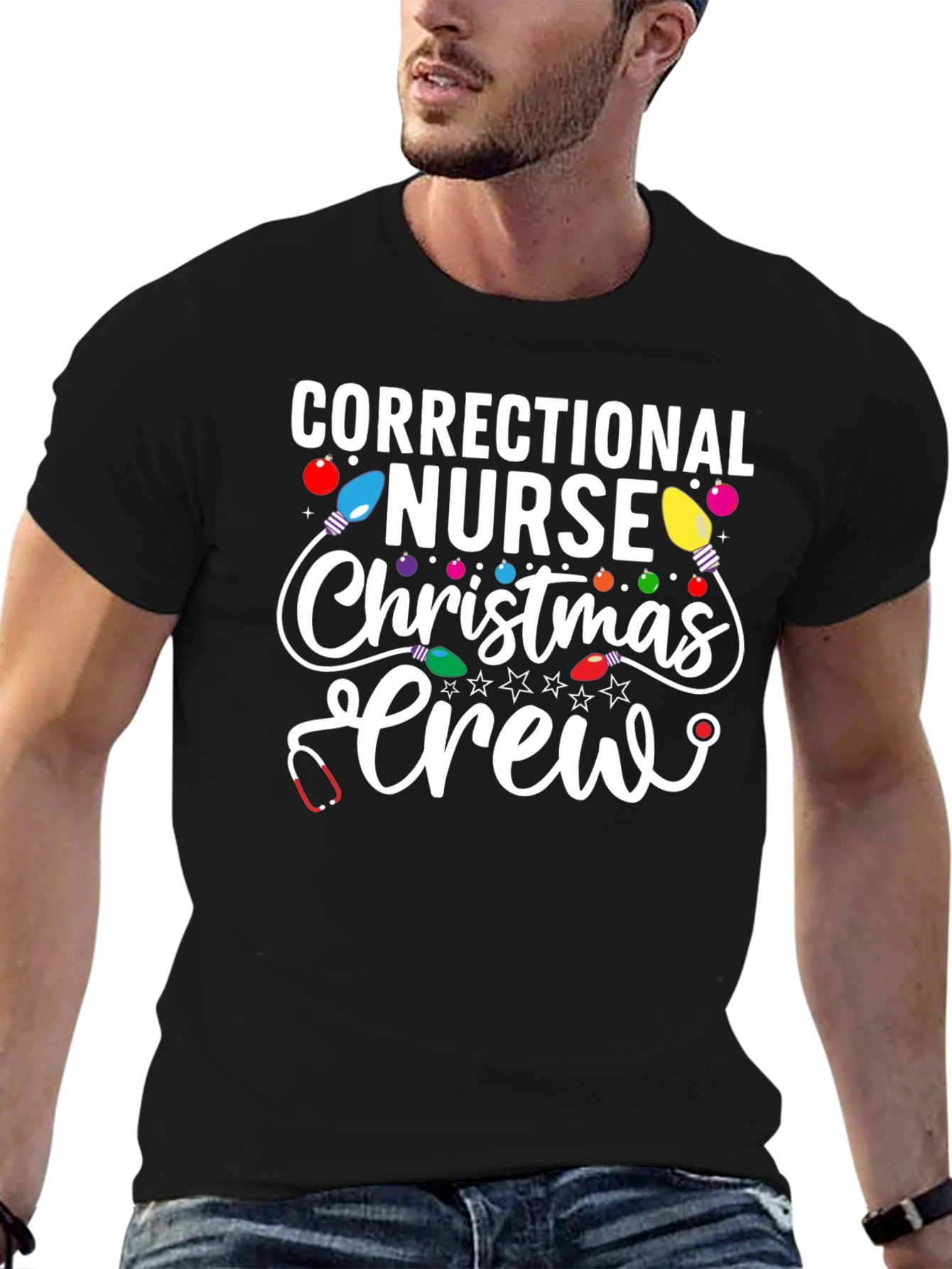 Correctional Nurse Christmas Crew T-Shirt