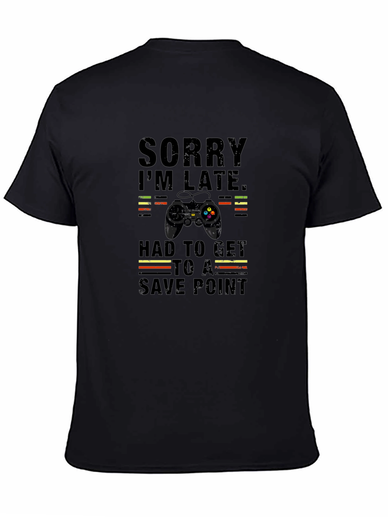 Gamer Sorry Im Late Save Point Black T-Shirt