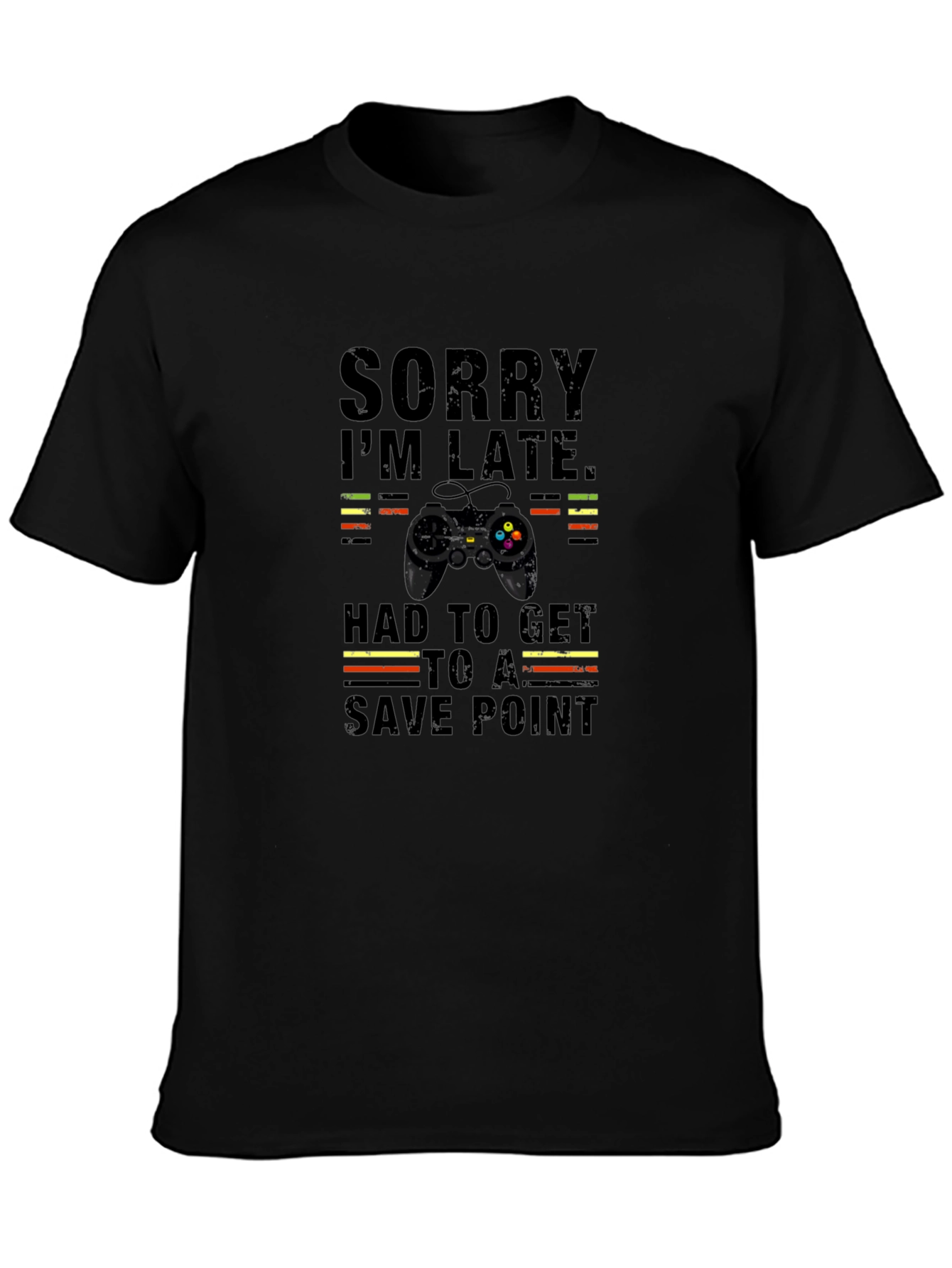 Gamer Sorry Im Late Save Point Black T-Shirt