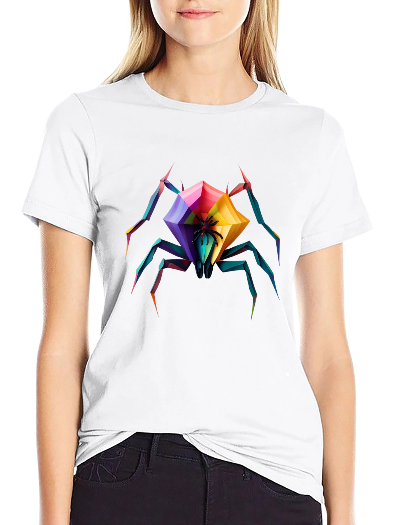 Geometric Spider Graphic T-Shirt - Black