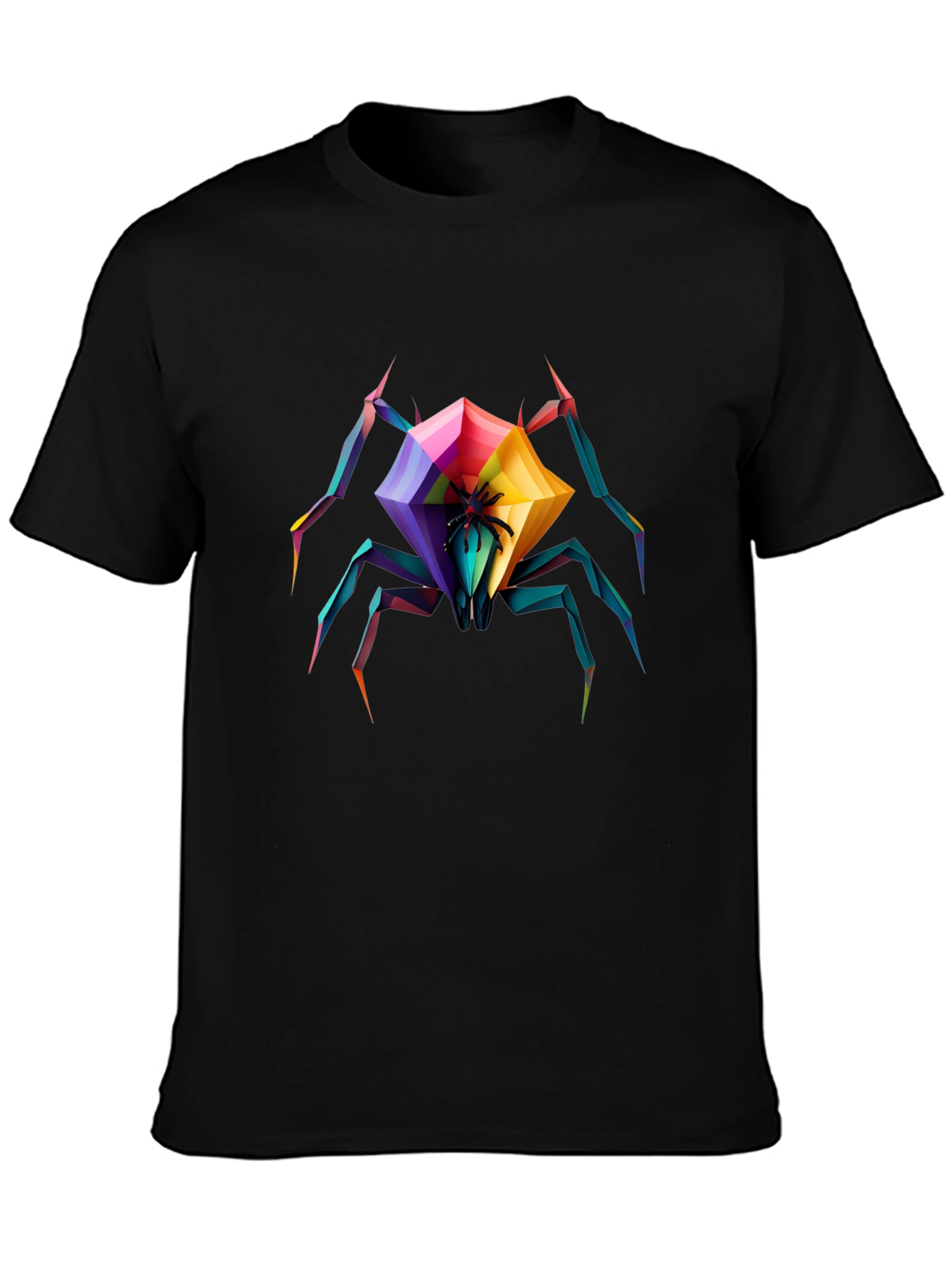Geometric Spider Graphic T-Shirt - Black