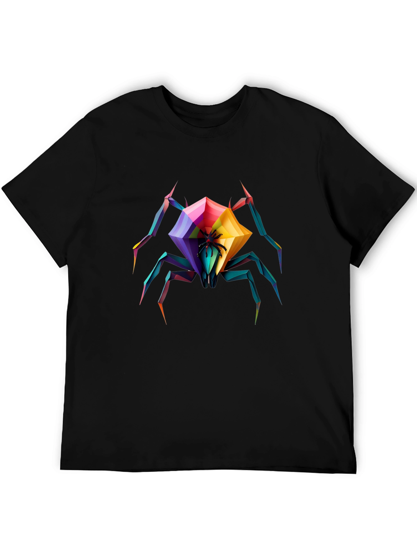 Geometric Spider Graphic T-Shirt - Black