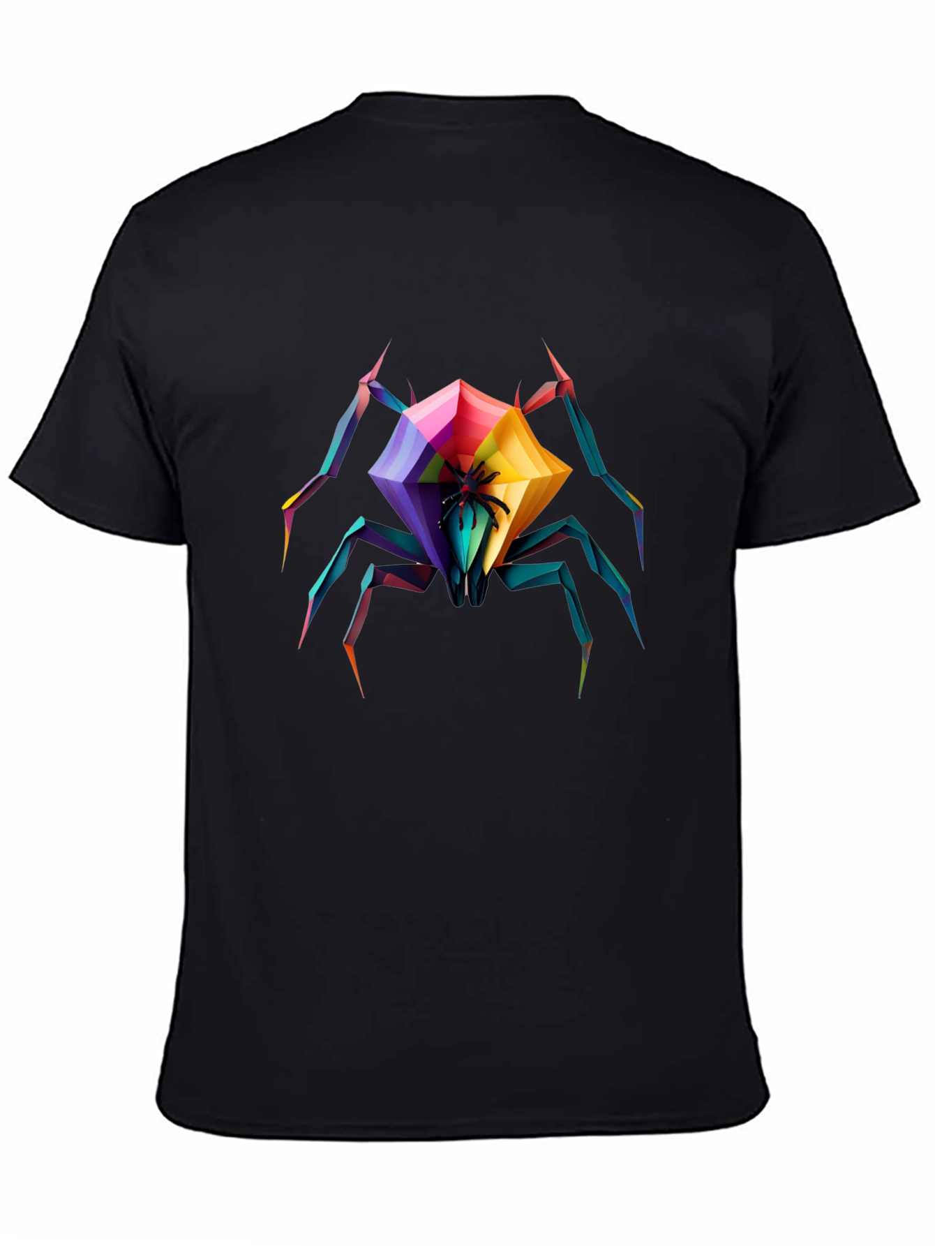 Geometric Spider Graphic T-Shirt - Black