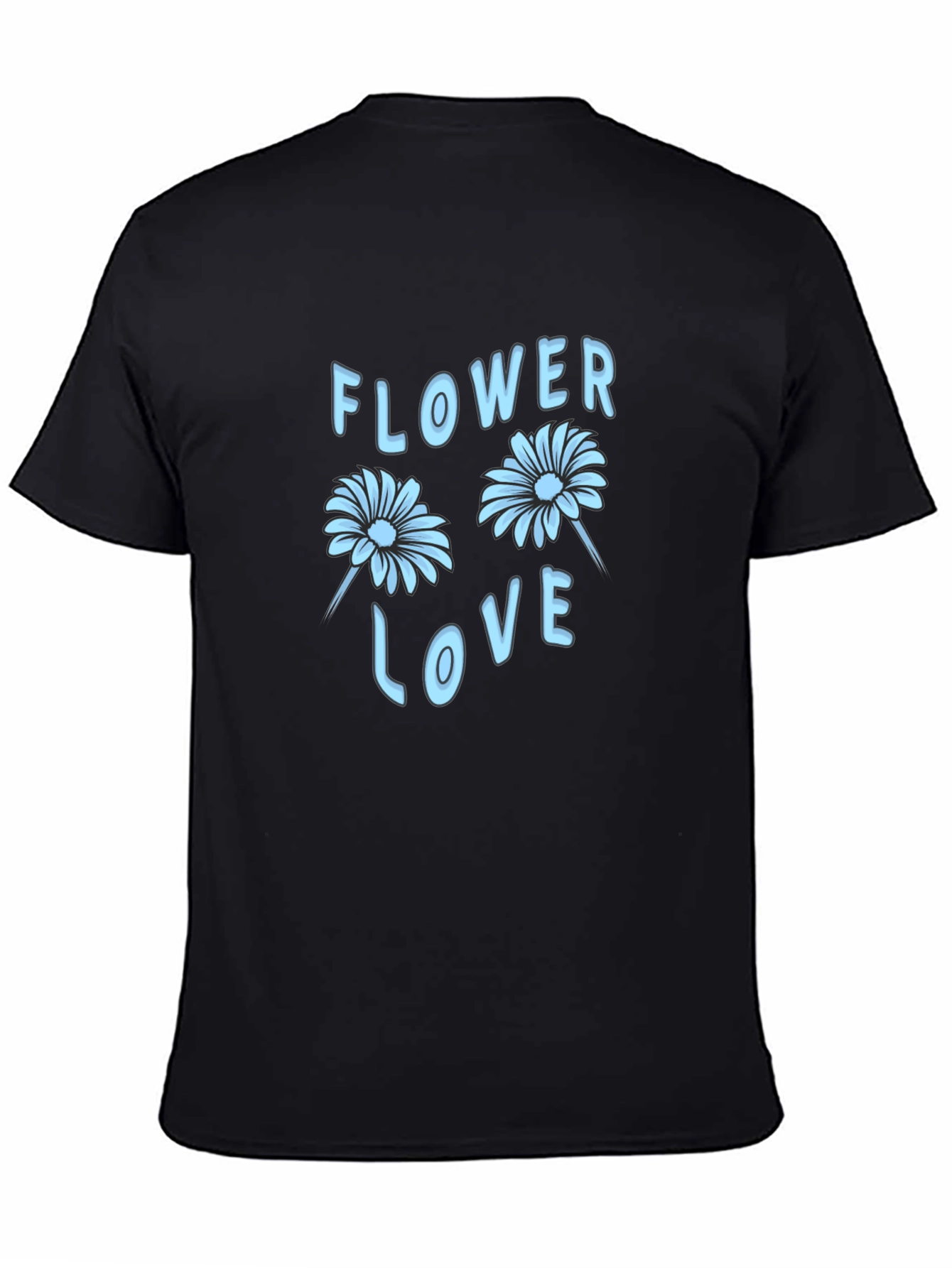 Flower Love Graphic Tee - Stylish Black T-Shirt