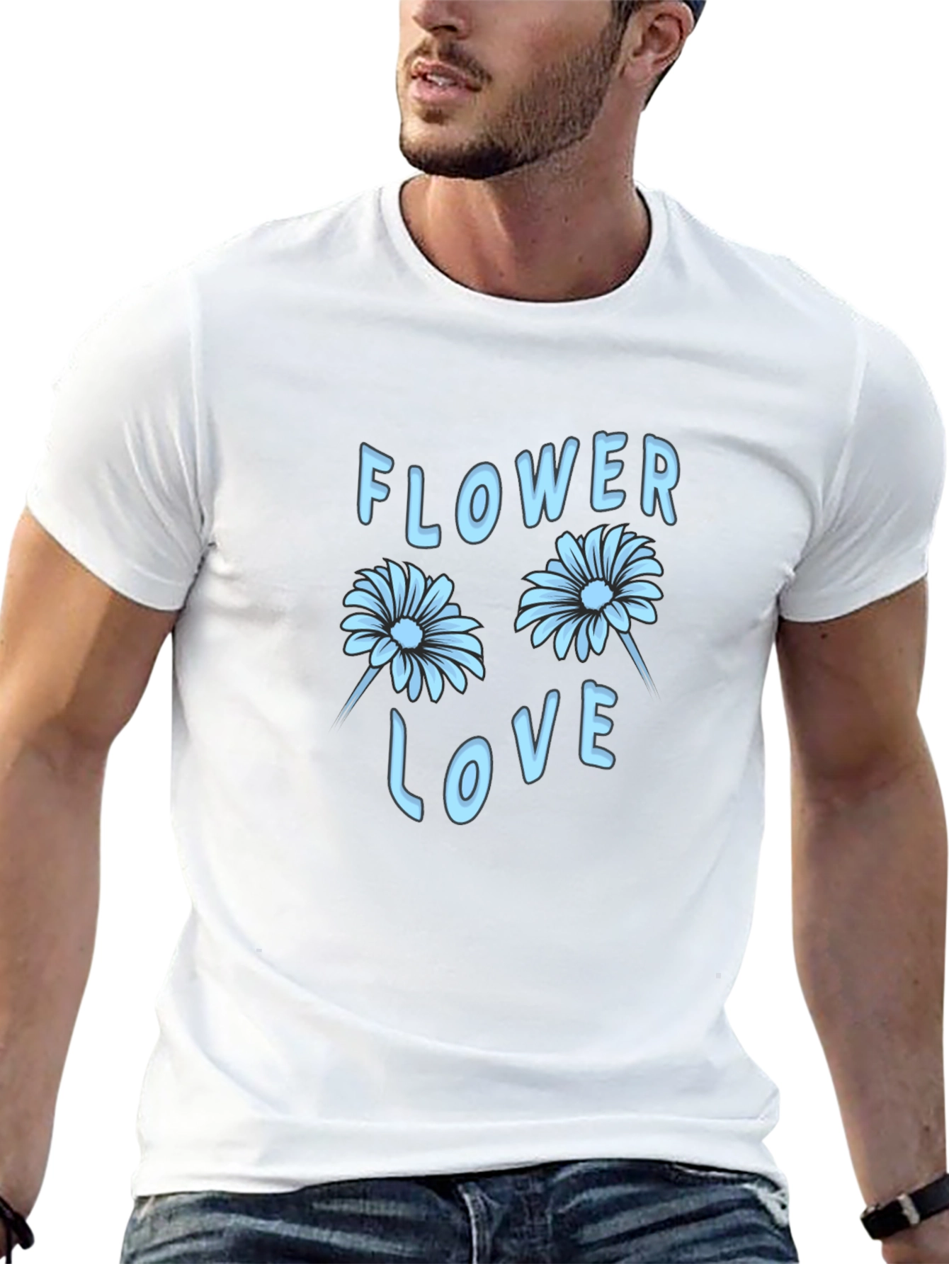 Flower Love Graphic Tee - Stylish Black T-Shirt