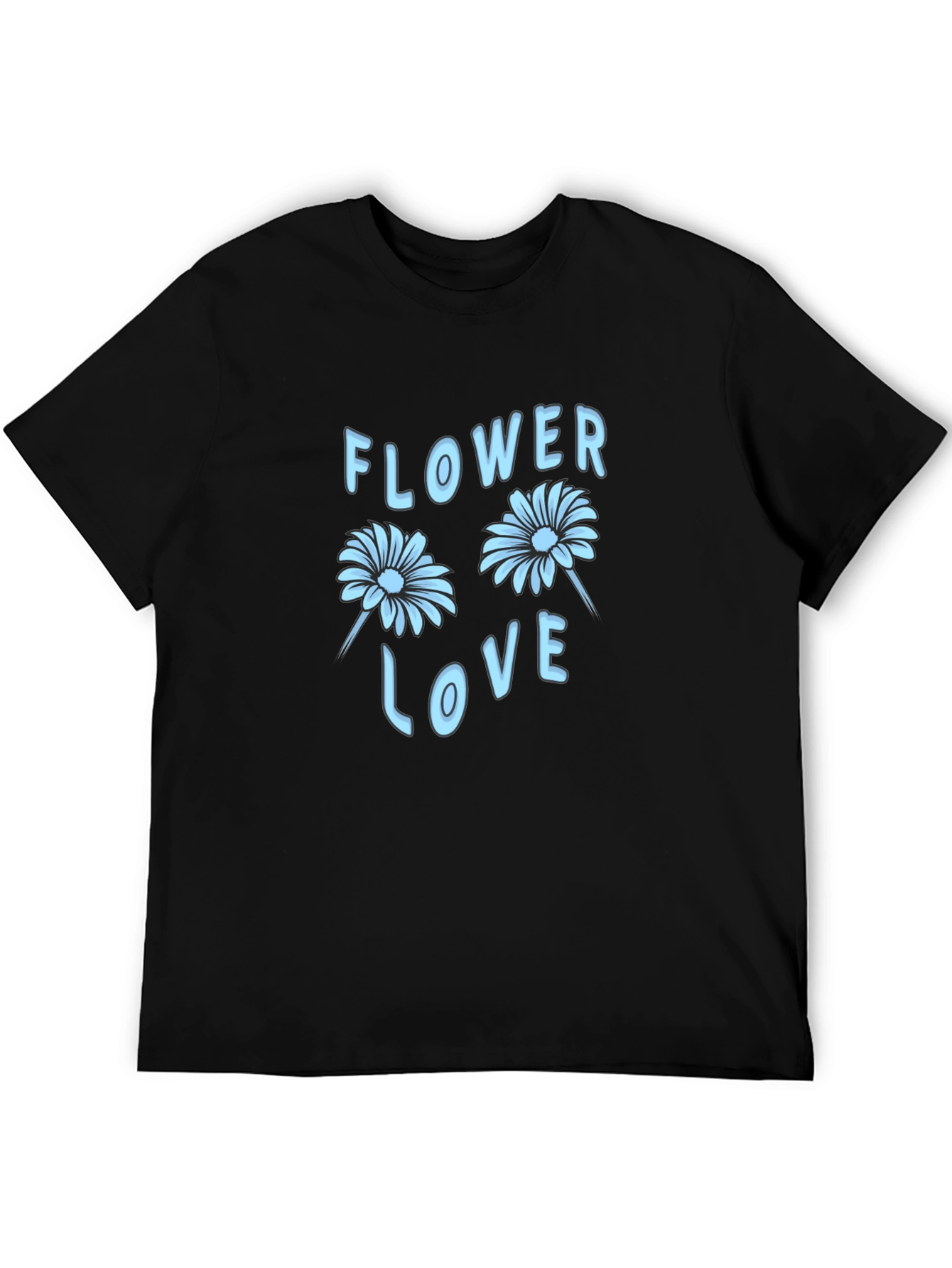 Flower Love Graphic Tee - Stylish Black T-Shirt