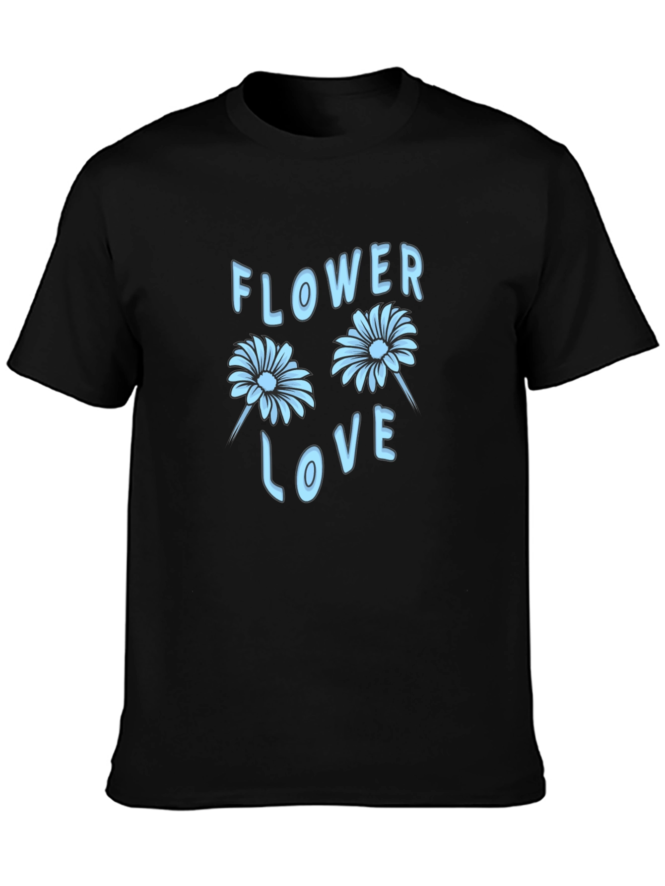 Flower Love Graphic Tee - Stylish Black T-Shirt