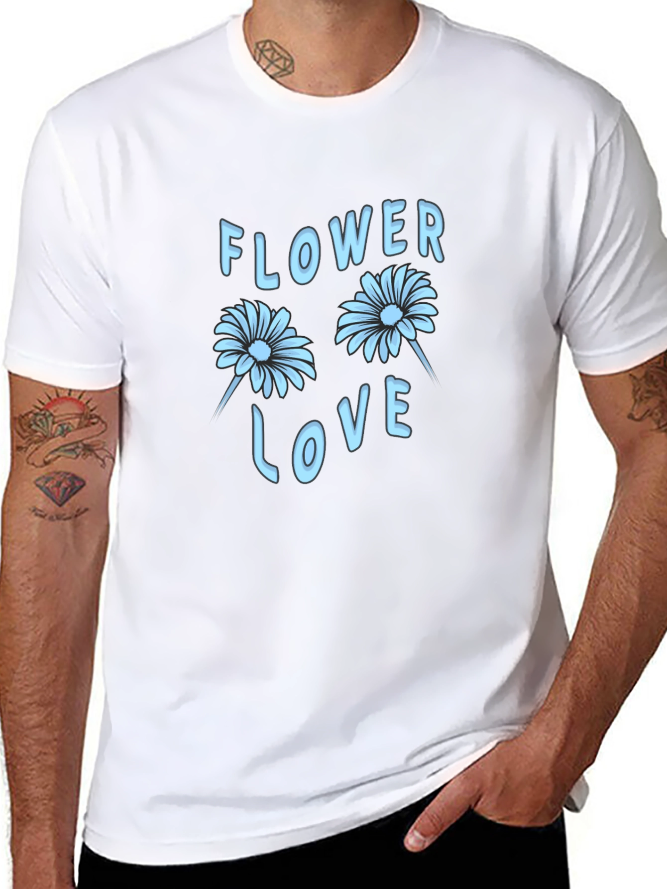 Flower Love Graphic Tee - Stylish Black T-Shirt