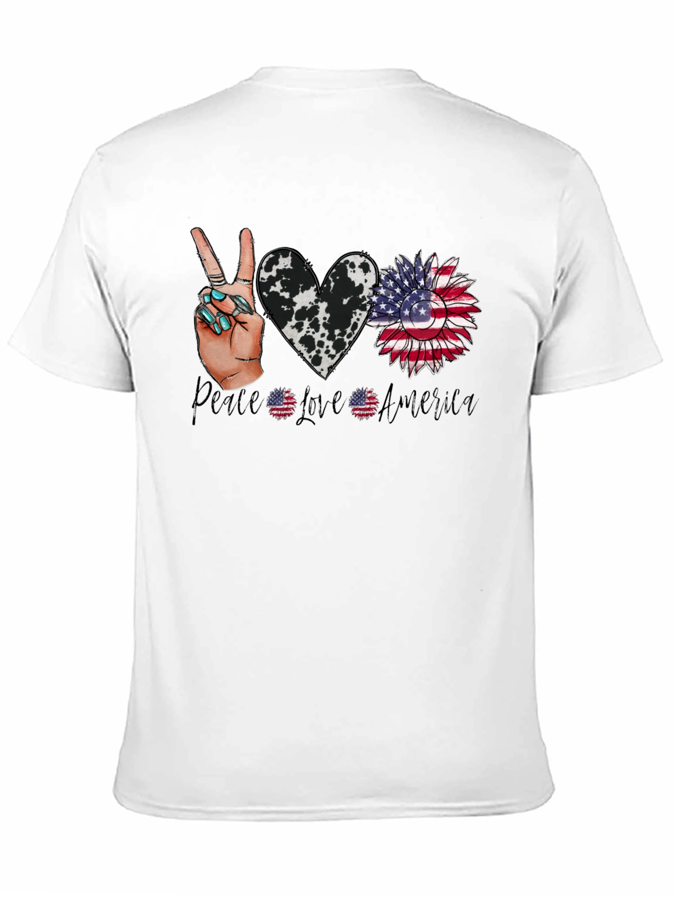 Patriotic Peace Love America Graphic T-Shirt