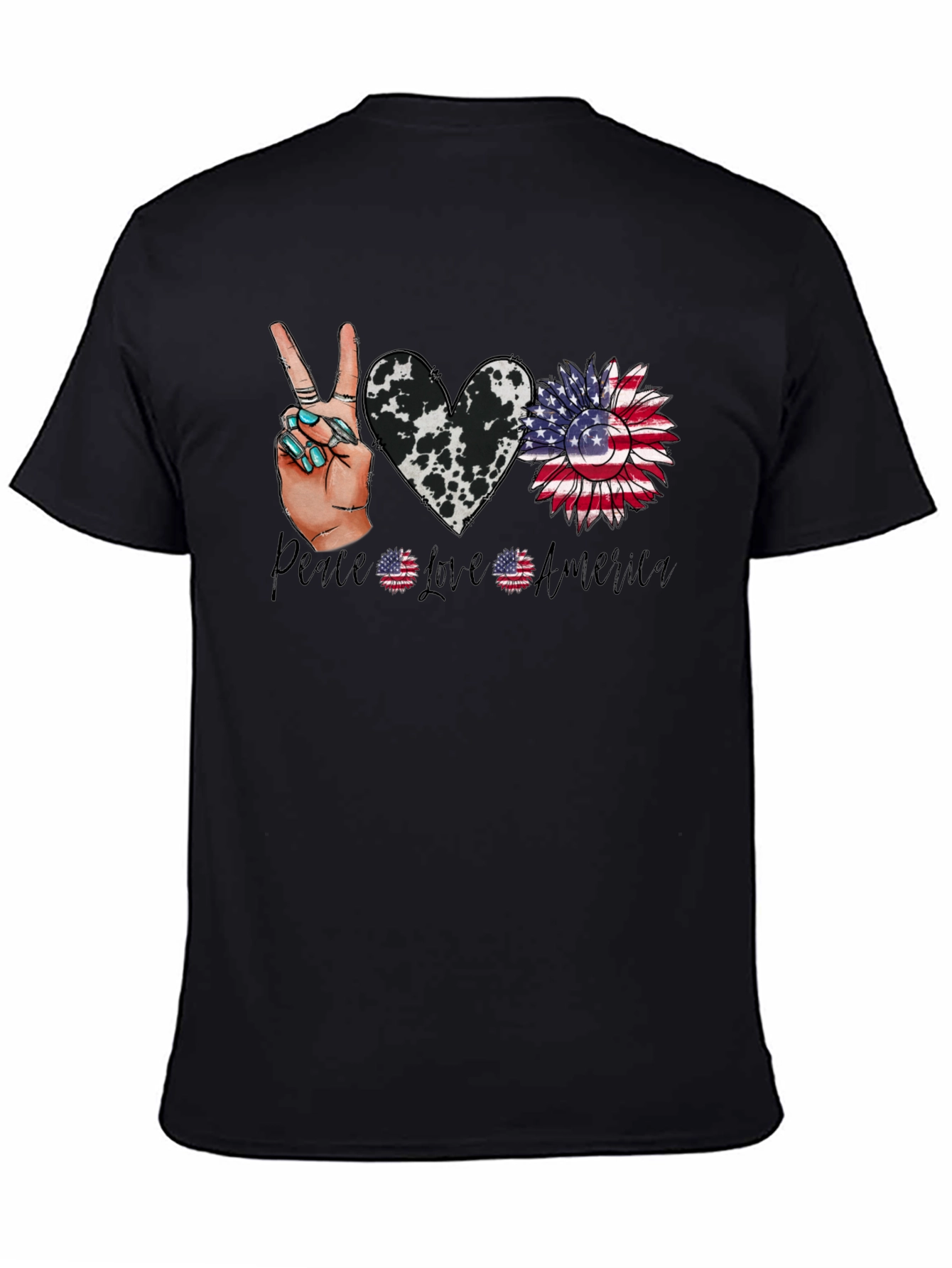 Patriotic Peace Love America Graphic T-Shirt