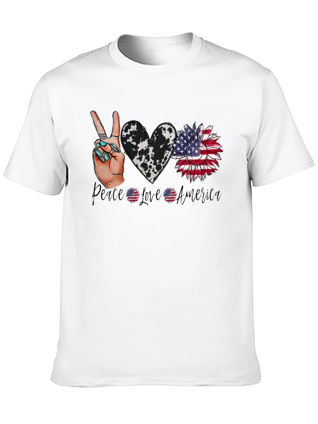 Patriotic Peace Love America Graphic T-Shirt