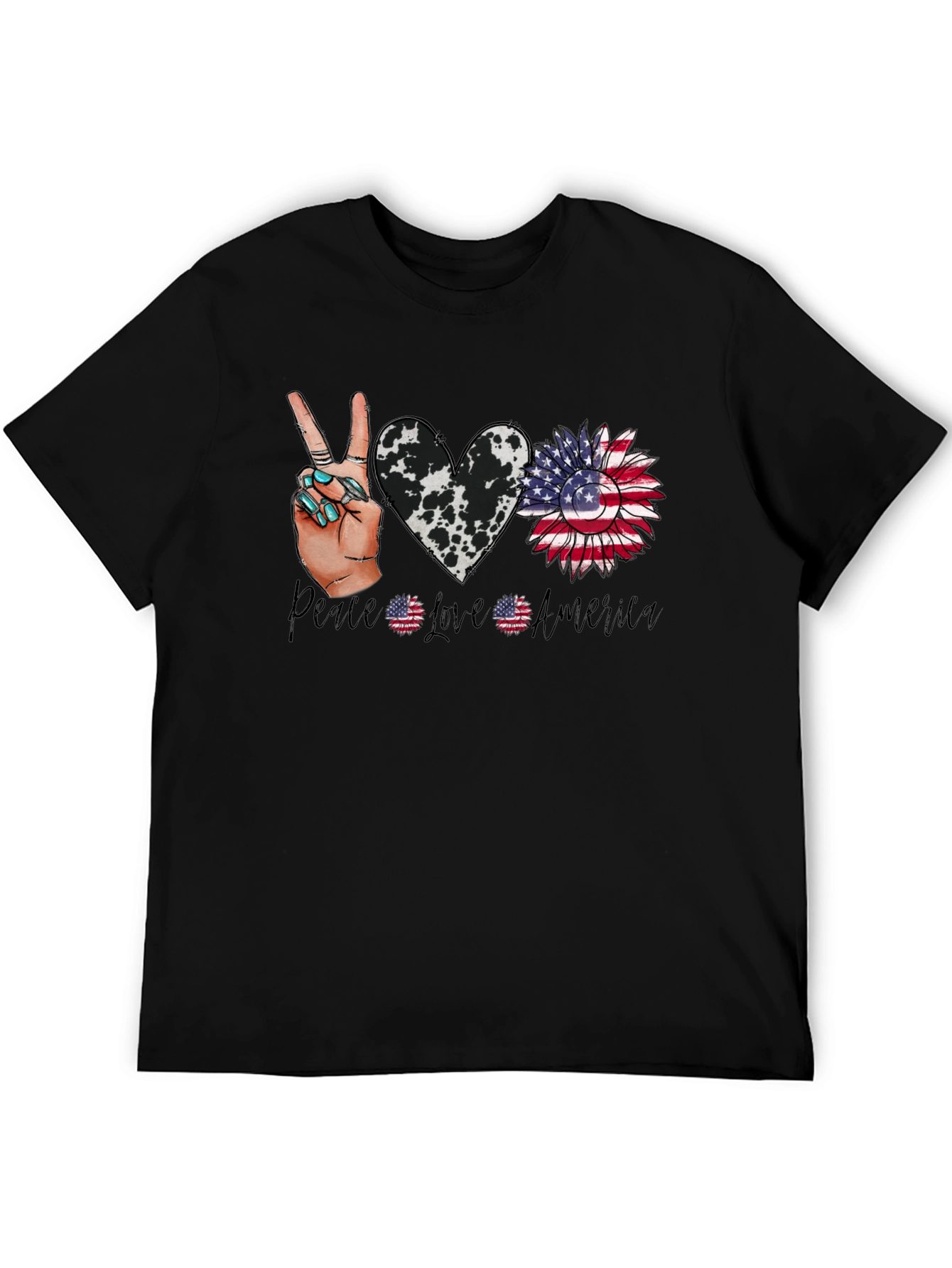 Patriotic Peace Love America Graphic T-Shirt