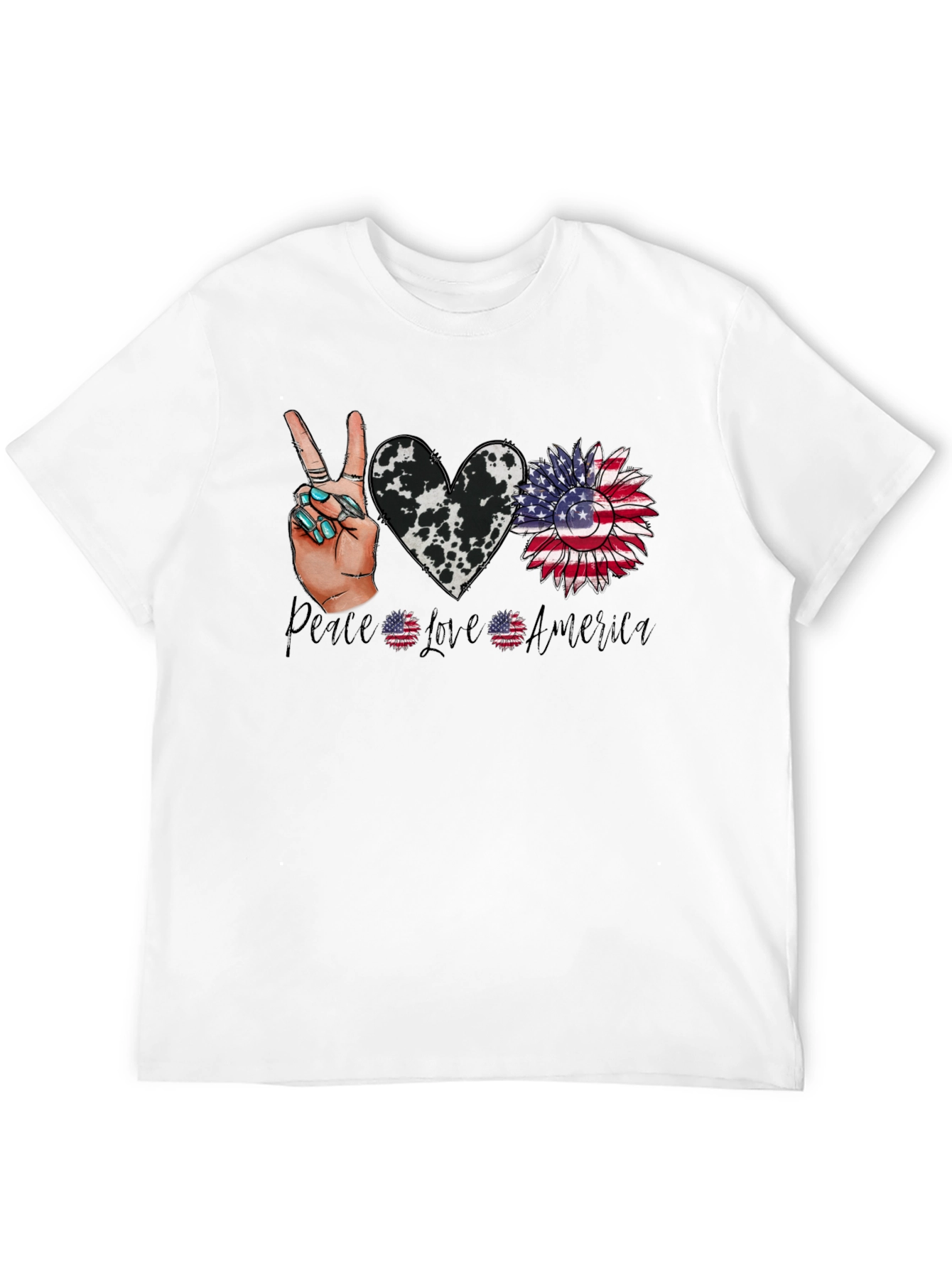 Patriotic Peace Love America Graphic T-Shirt