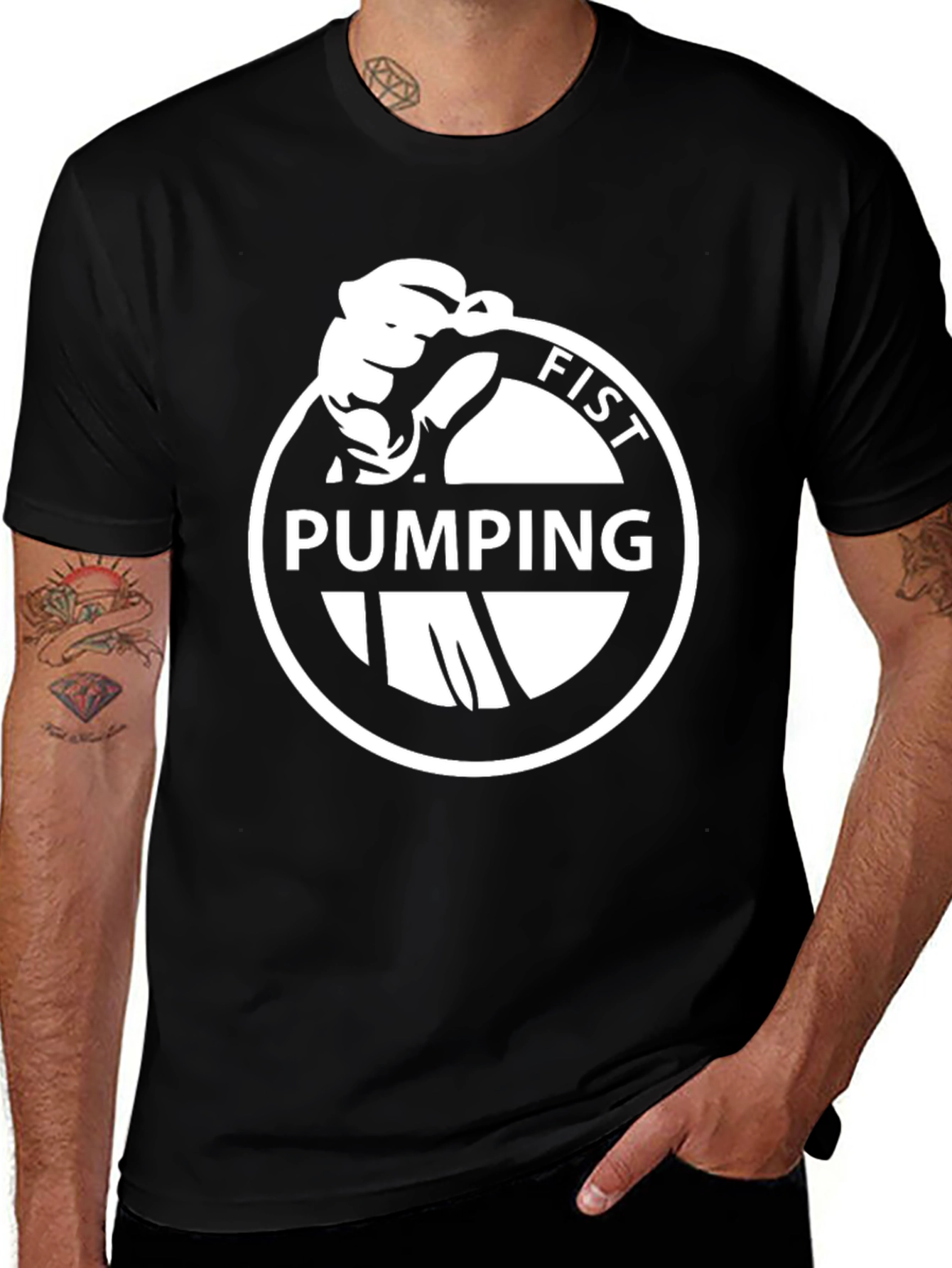 Fist Pumping Graphic Black T-Shirt