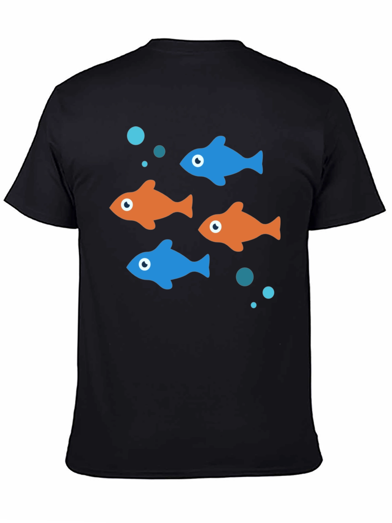 Fun Fish Graphic Tee - Black Cotton T-Shirt