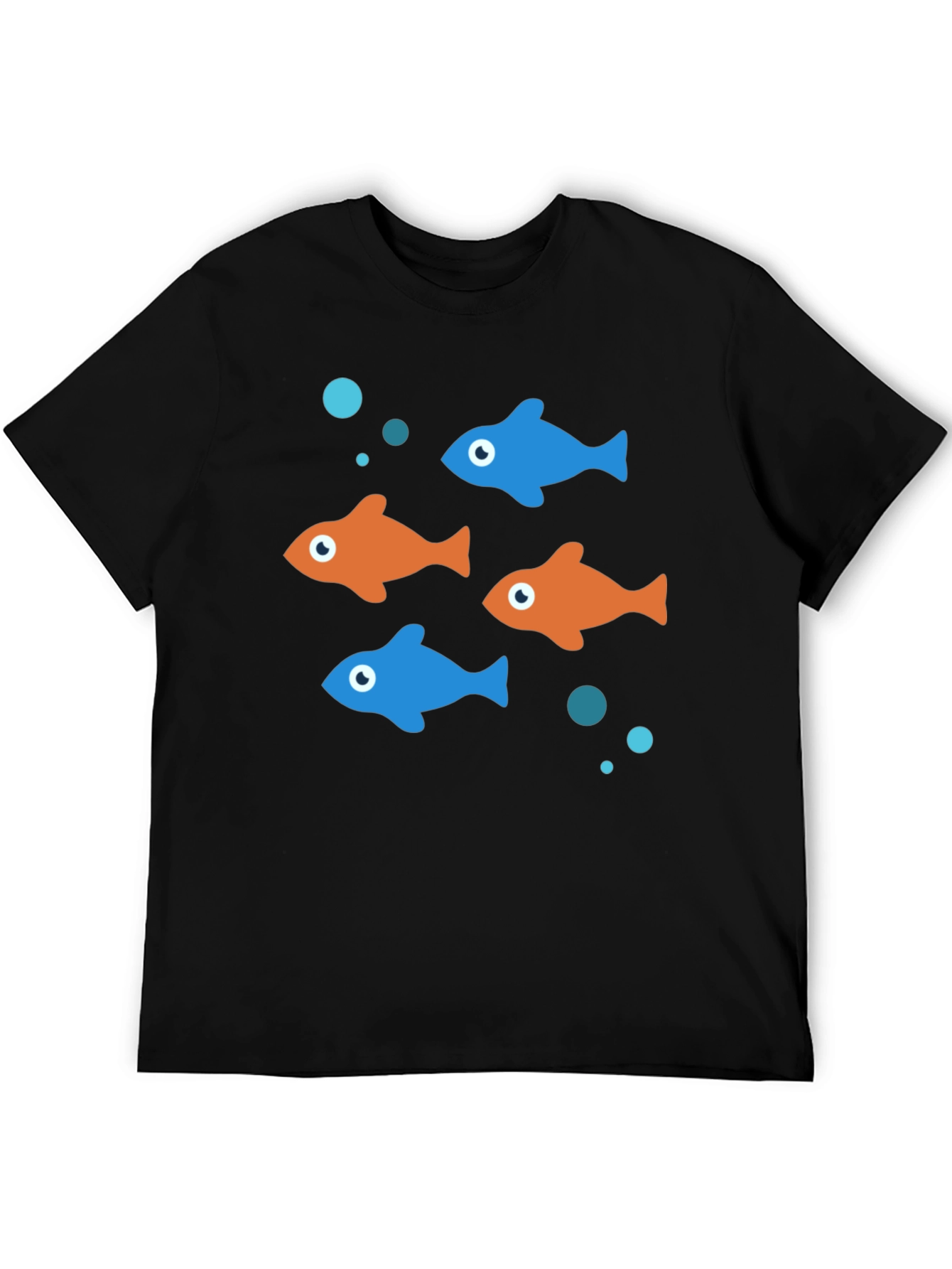 Fun Fish Graphic Tee - Black Cotton T-Shirt
