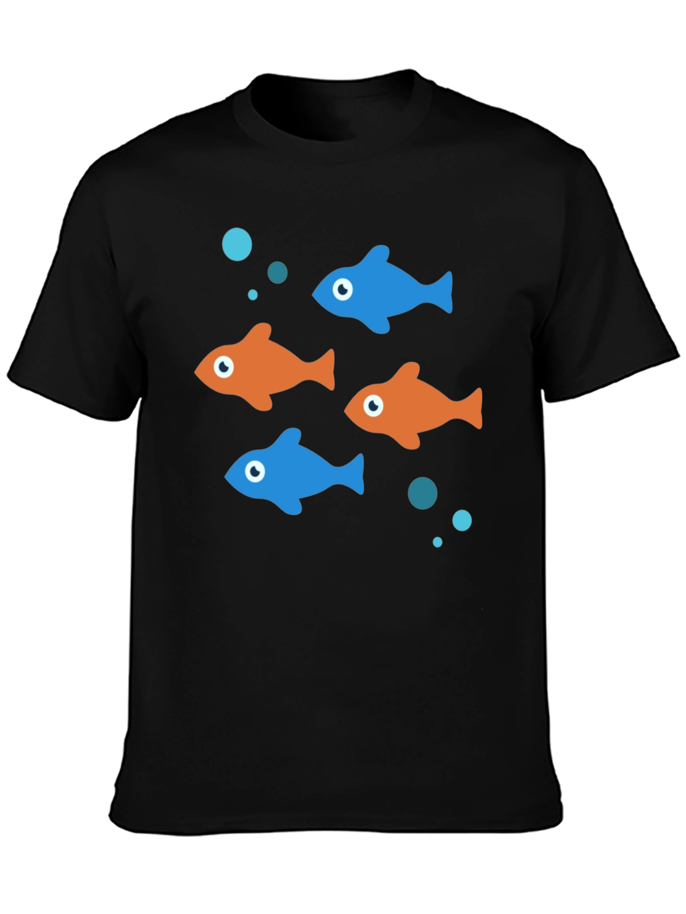 Fun Fish Graphic Tee - Black Cotton T-Shirt