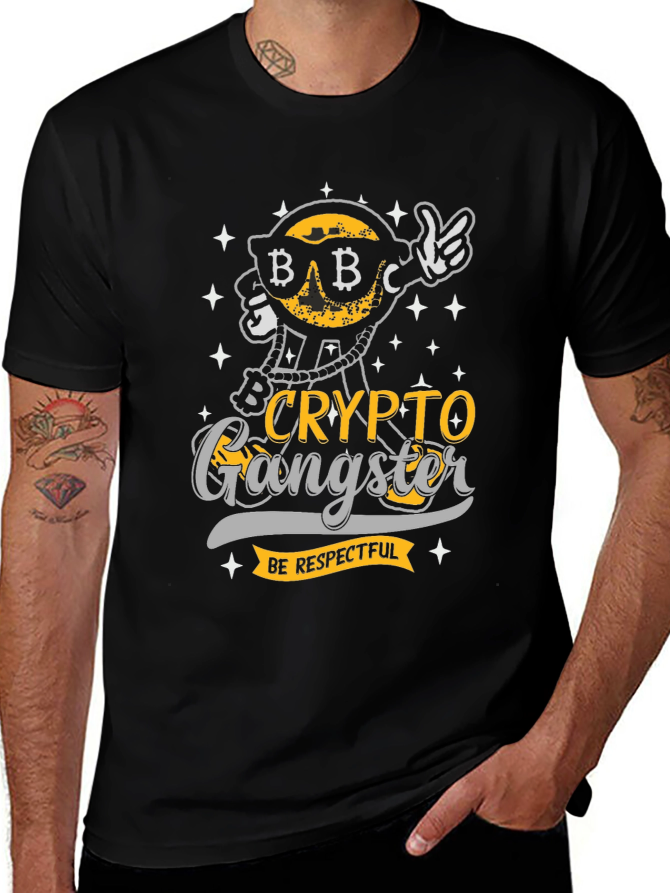Crypto Gangster T-Shirt - Be Respectful Bitcoin Graphic Tee