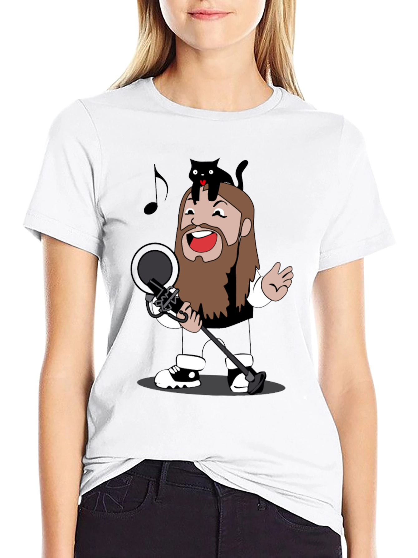 Singing Cat T-Shirt - Musical Cartoon Tee