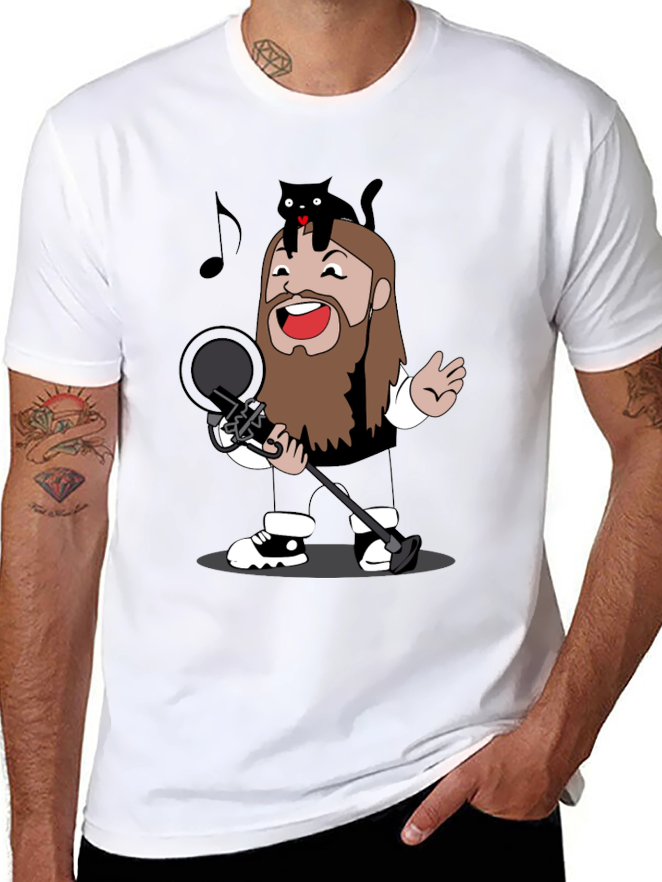Singing Cat T-Shirt - Musical Cartoon Tee