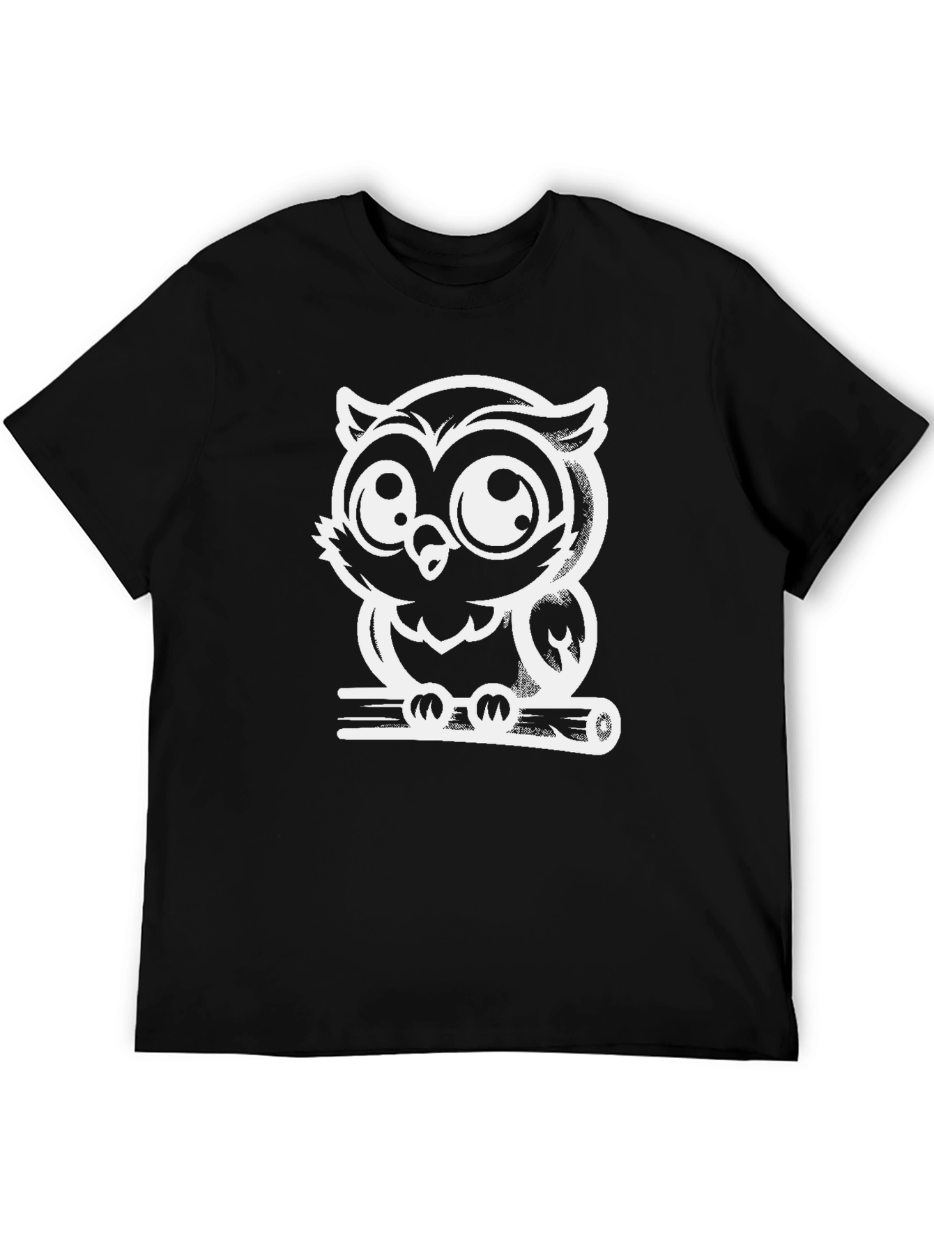 Cool Owl Graphic Tee - Black Cotton T-Shirt