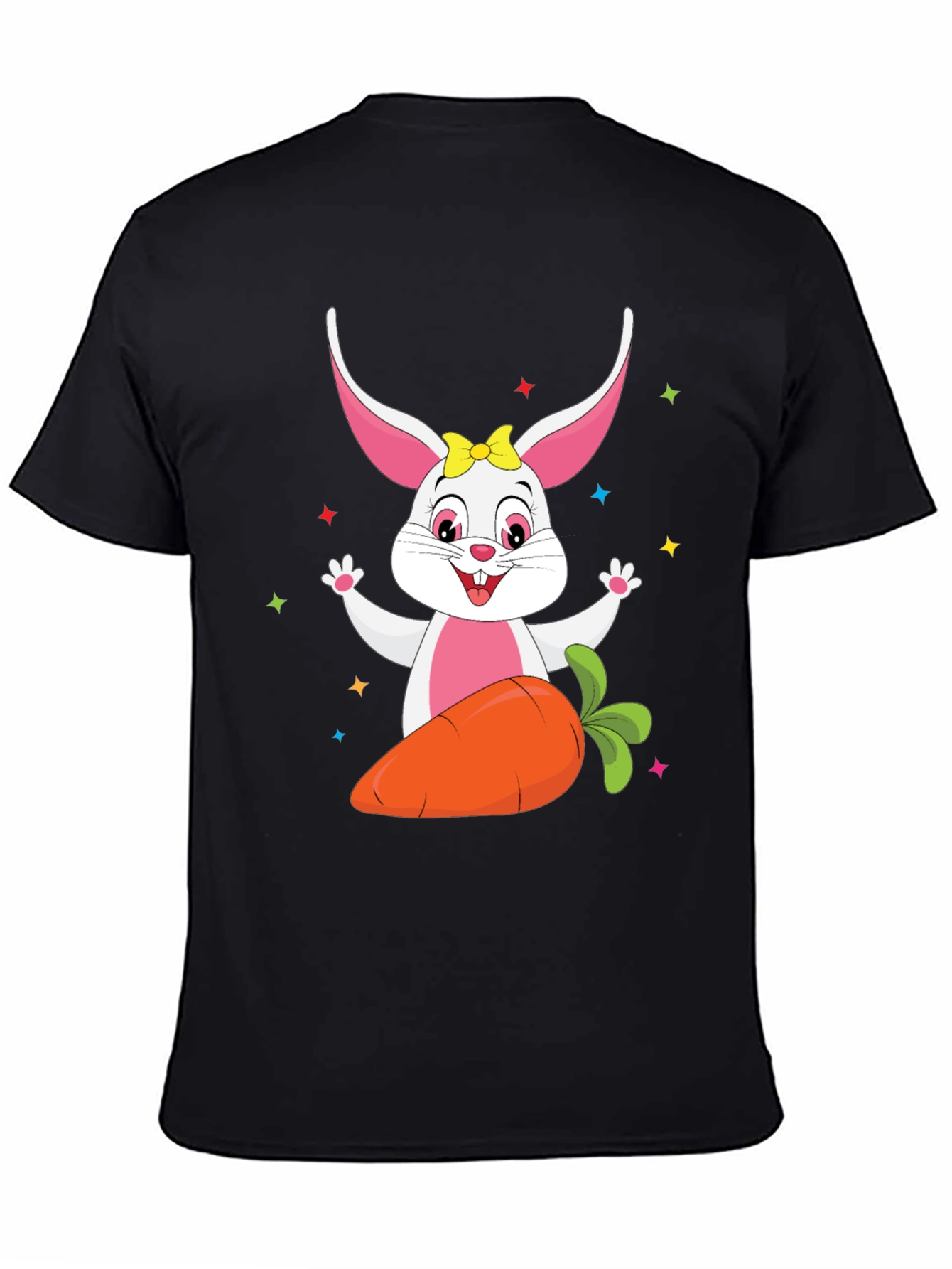 Cute Easter Bunny with Carrot Black T-Shirt