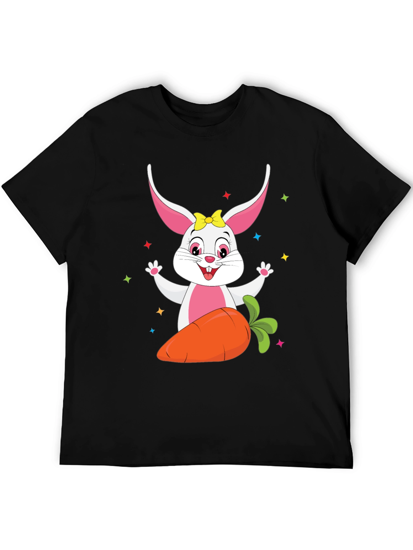 Cute Easter Bunny with Carrot Black T-Shirt