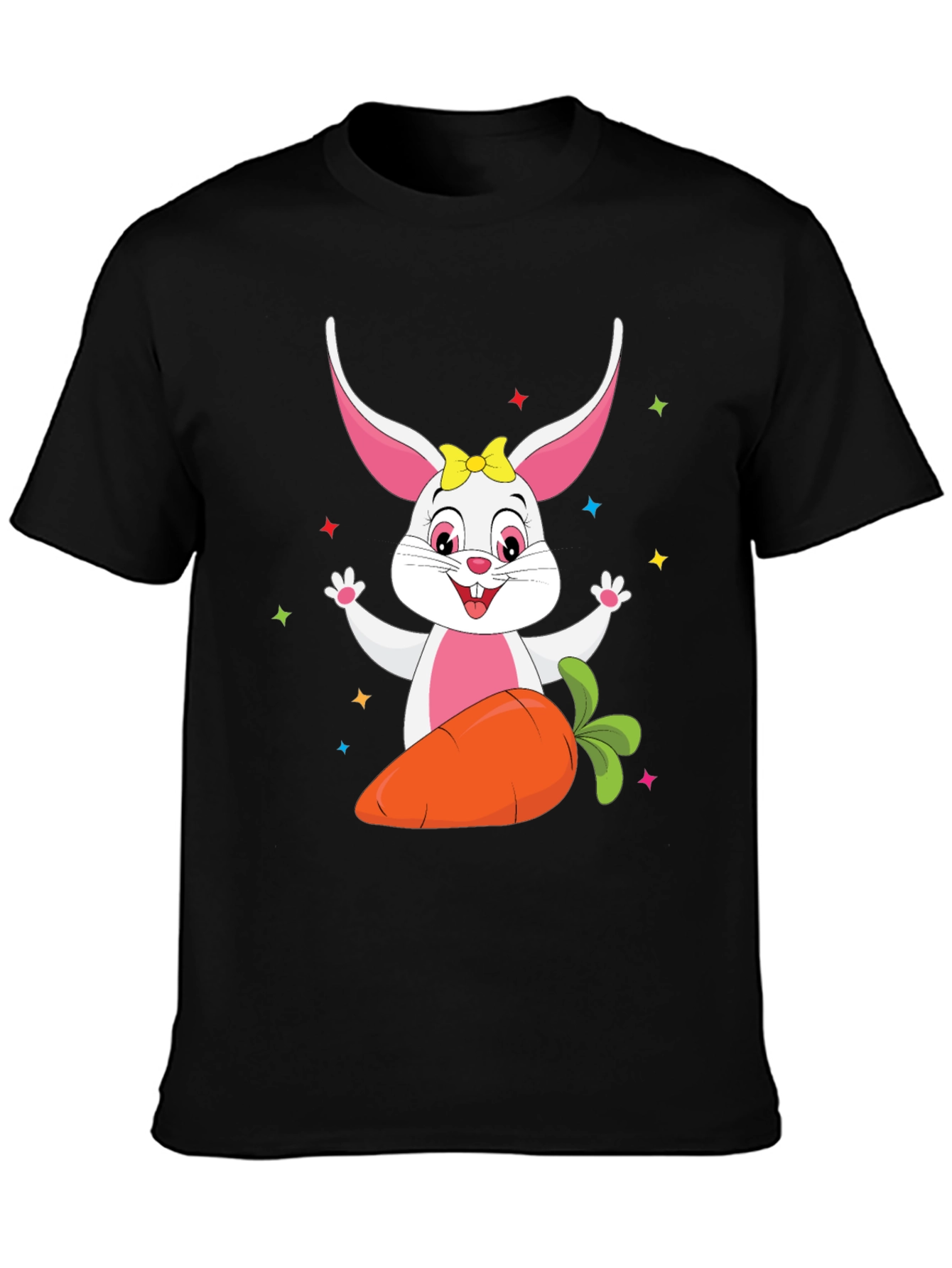 Cute Easter Bunny with Carrot Black T-Shirt