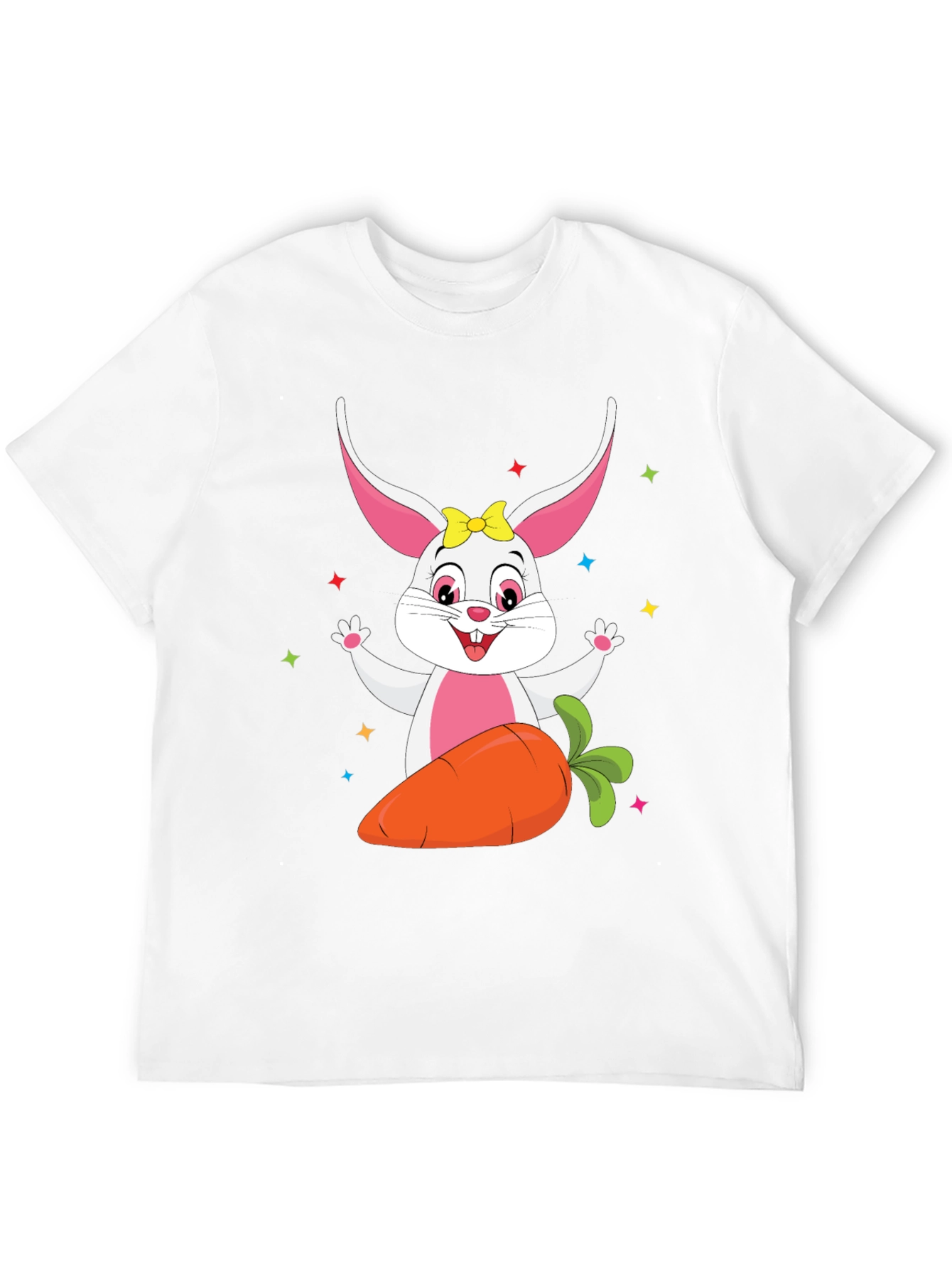 Cute Easter Bunny with Carrot Black T-Shirt