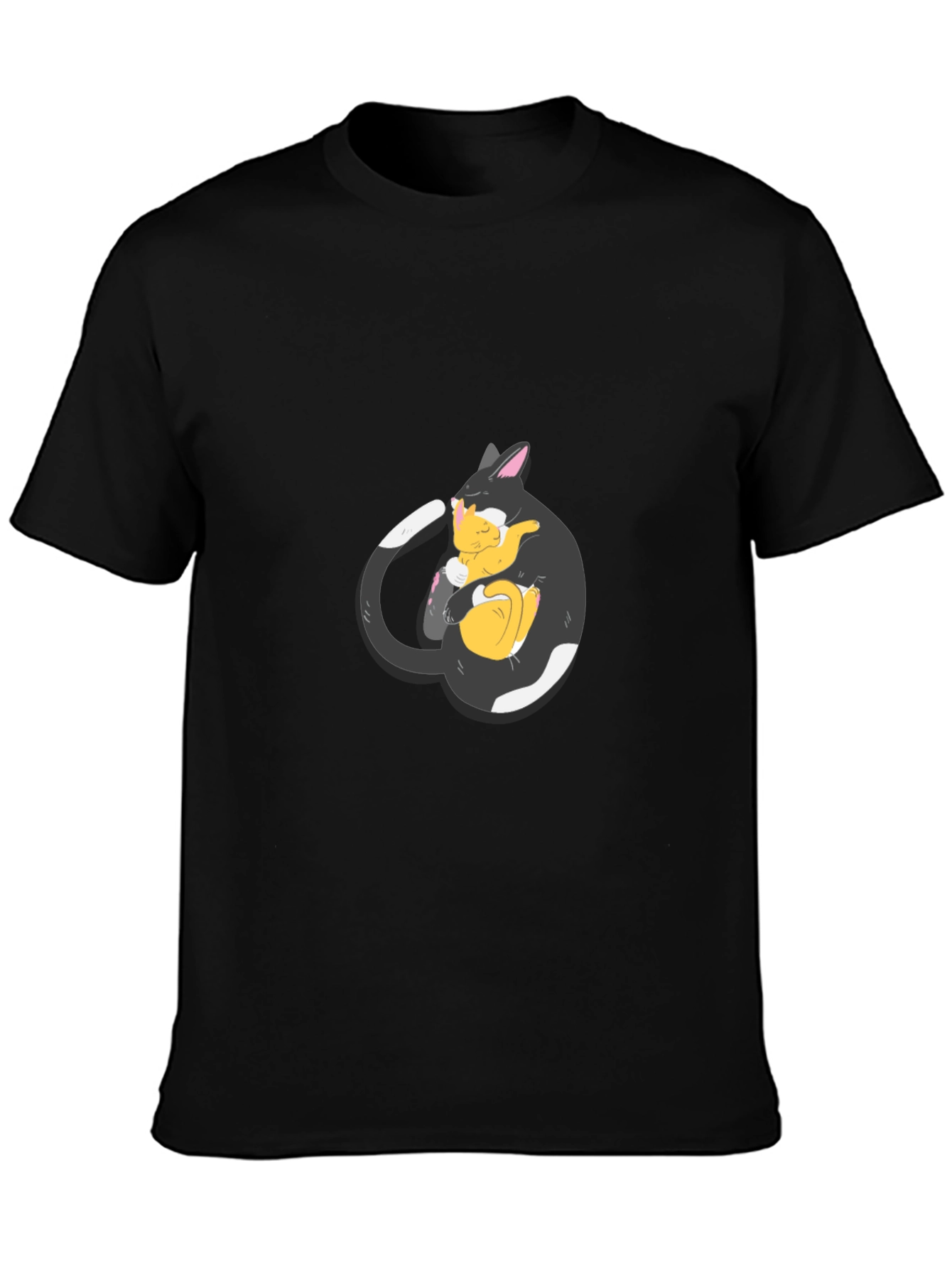 Black Cat Hugging Kitten T-Shirt